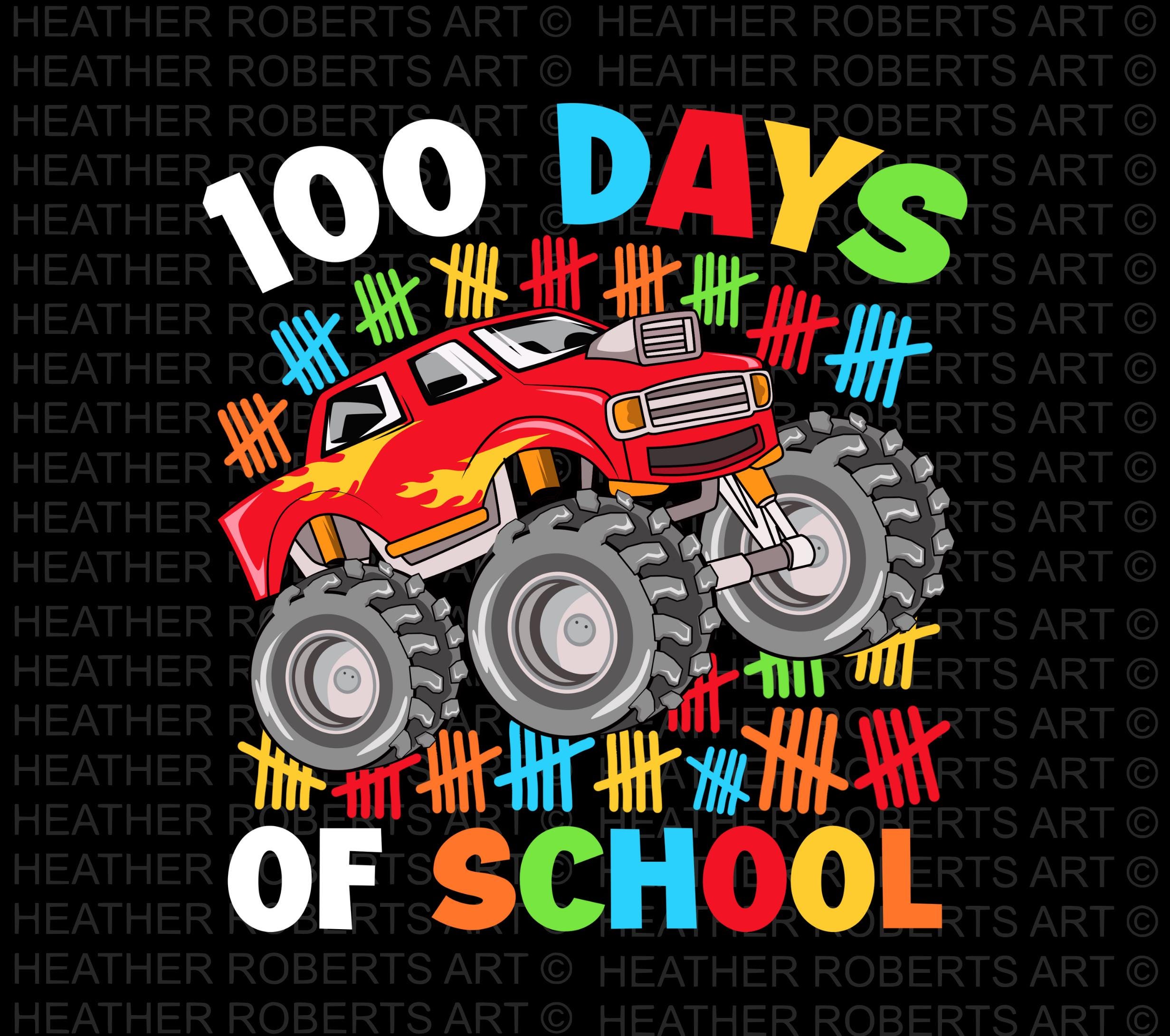 100 Days of School Monster Truck PNG: Teacher Sublimation File