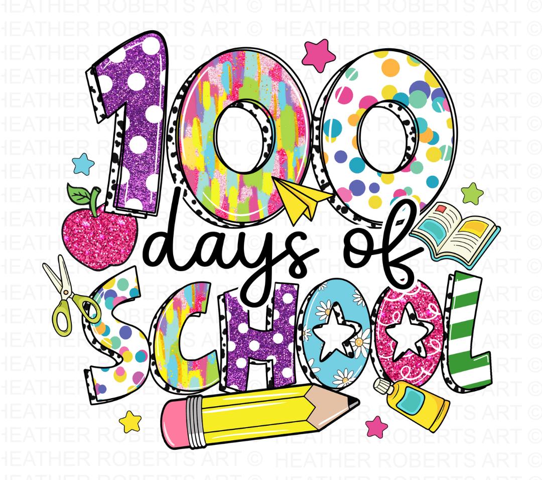 100 Days of School PNG: Brushstroke Teacher Design