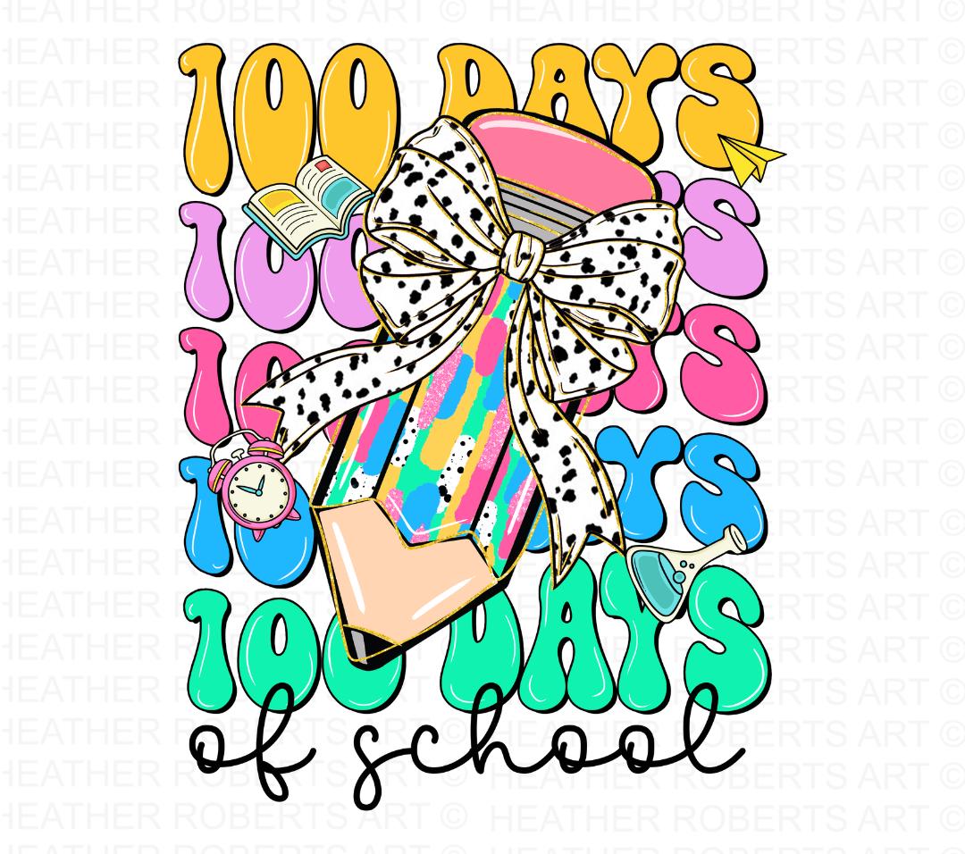 100 Days of School PNG: Teacher Brushstroke Design