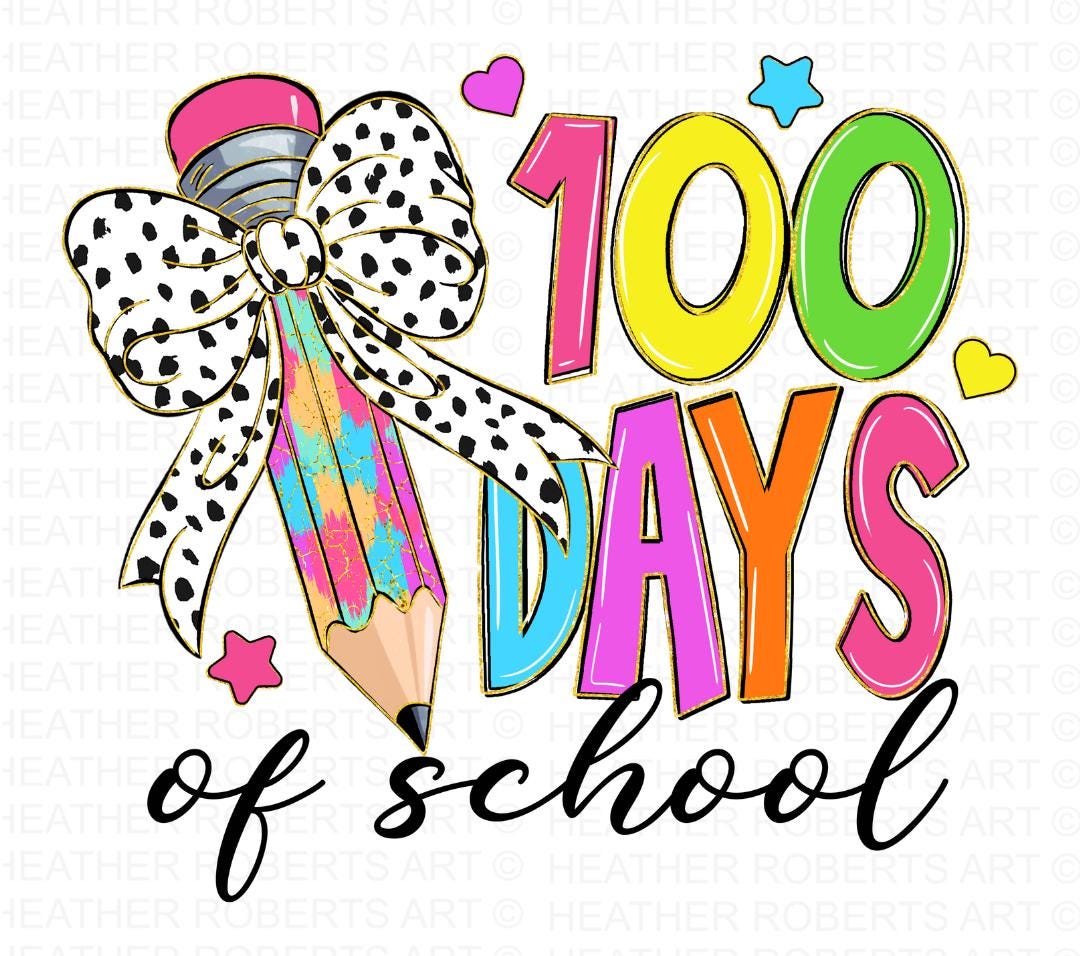 100 Days of School PNG: Teacher Brushstroke Design