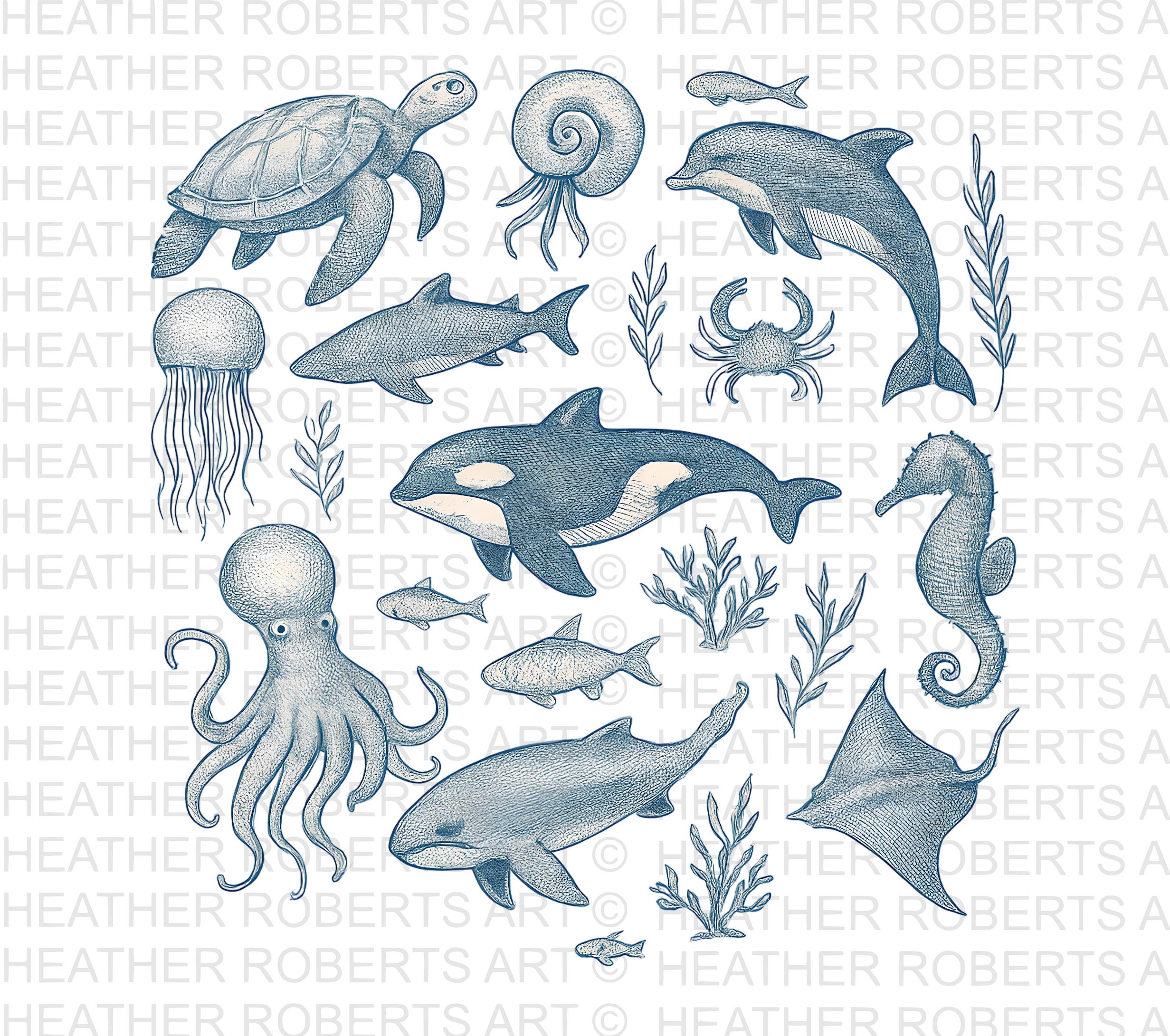 90s Sea Animals T-Shirt PNG: Retro Y2K Sealife Design