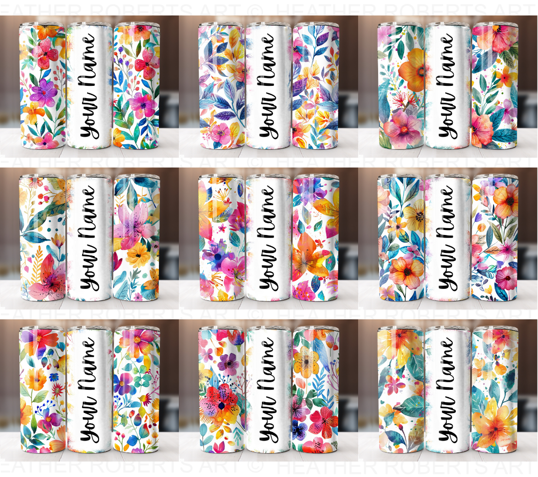 Add Your Own Text Floral Tumbler Bundle