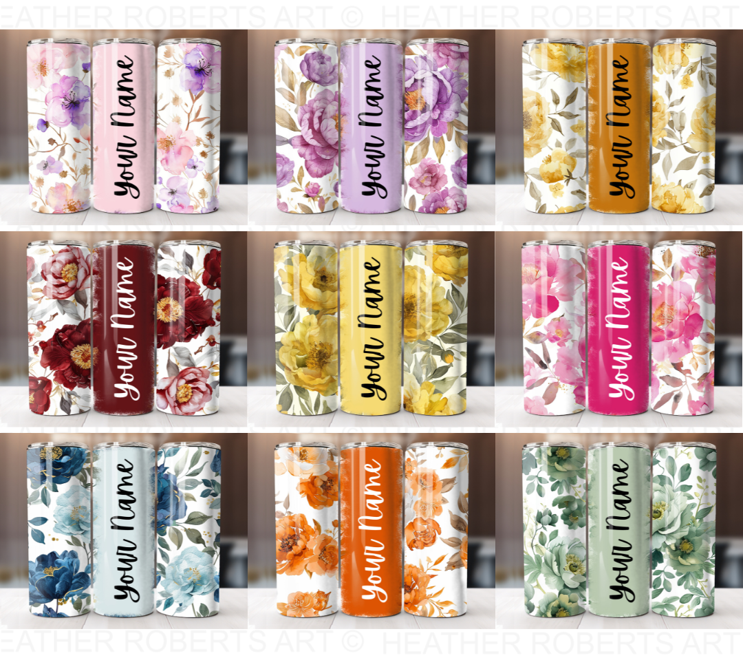 Add Your Own Text Floral Tumbler Bundle
