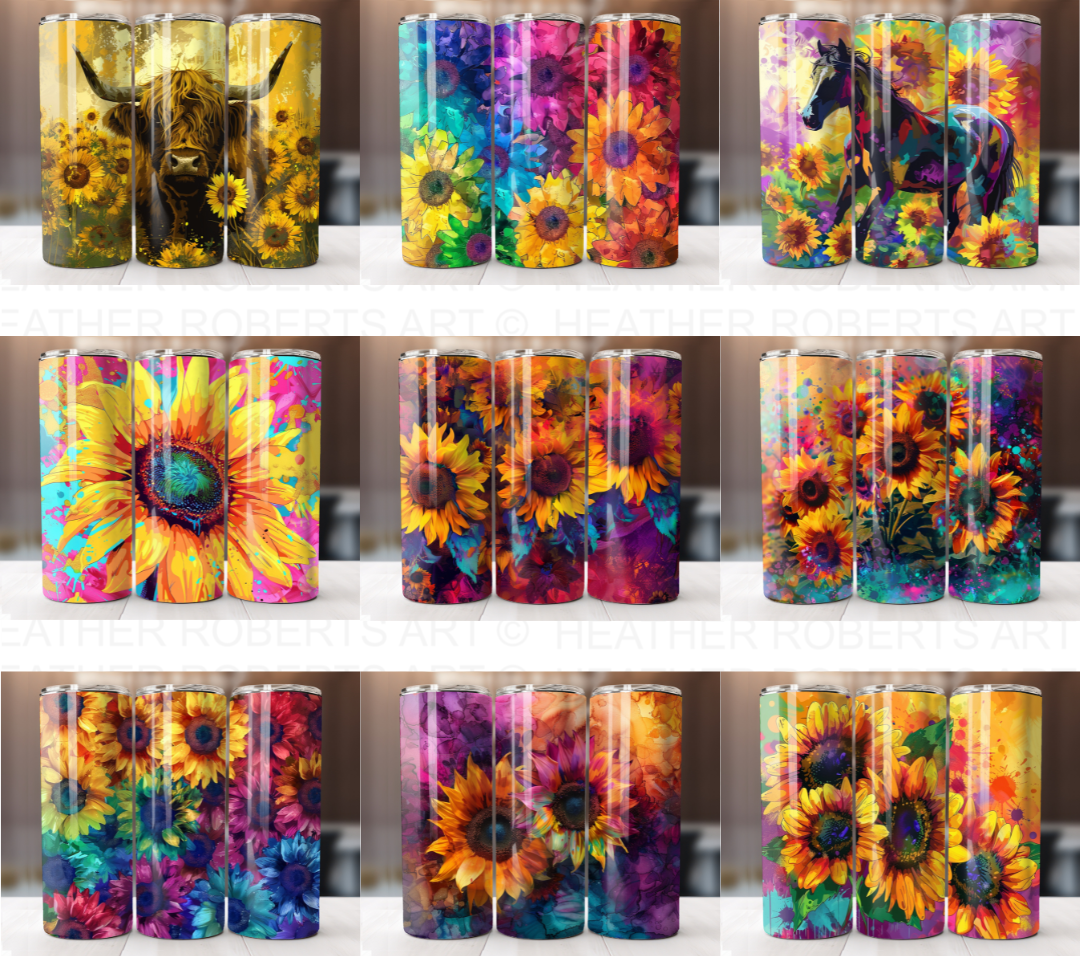 Alcohol Ink Sunflower Tumbler Wrap Bundle