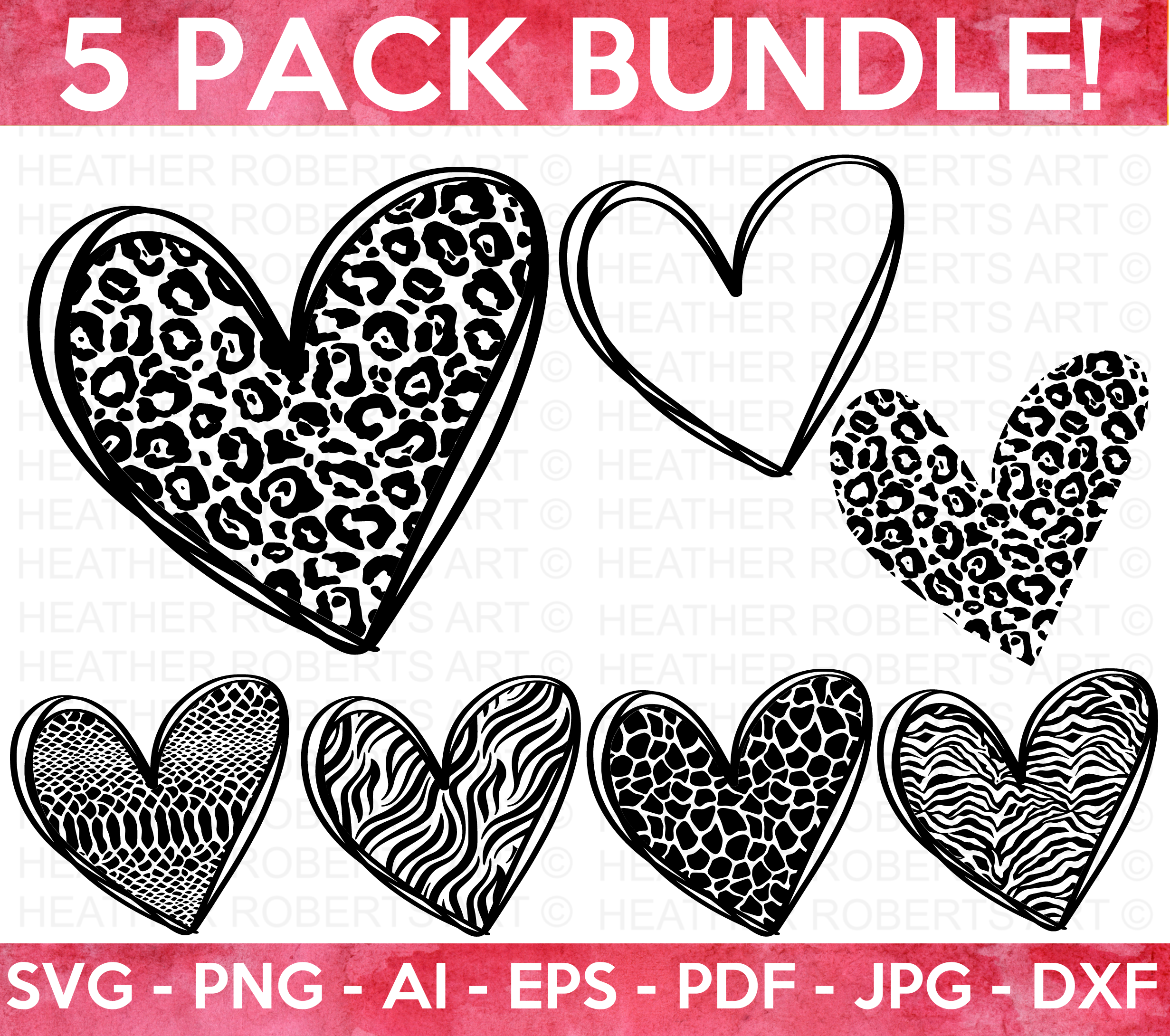 Animal Prints Valentine Hearts SVG Bundle