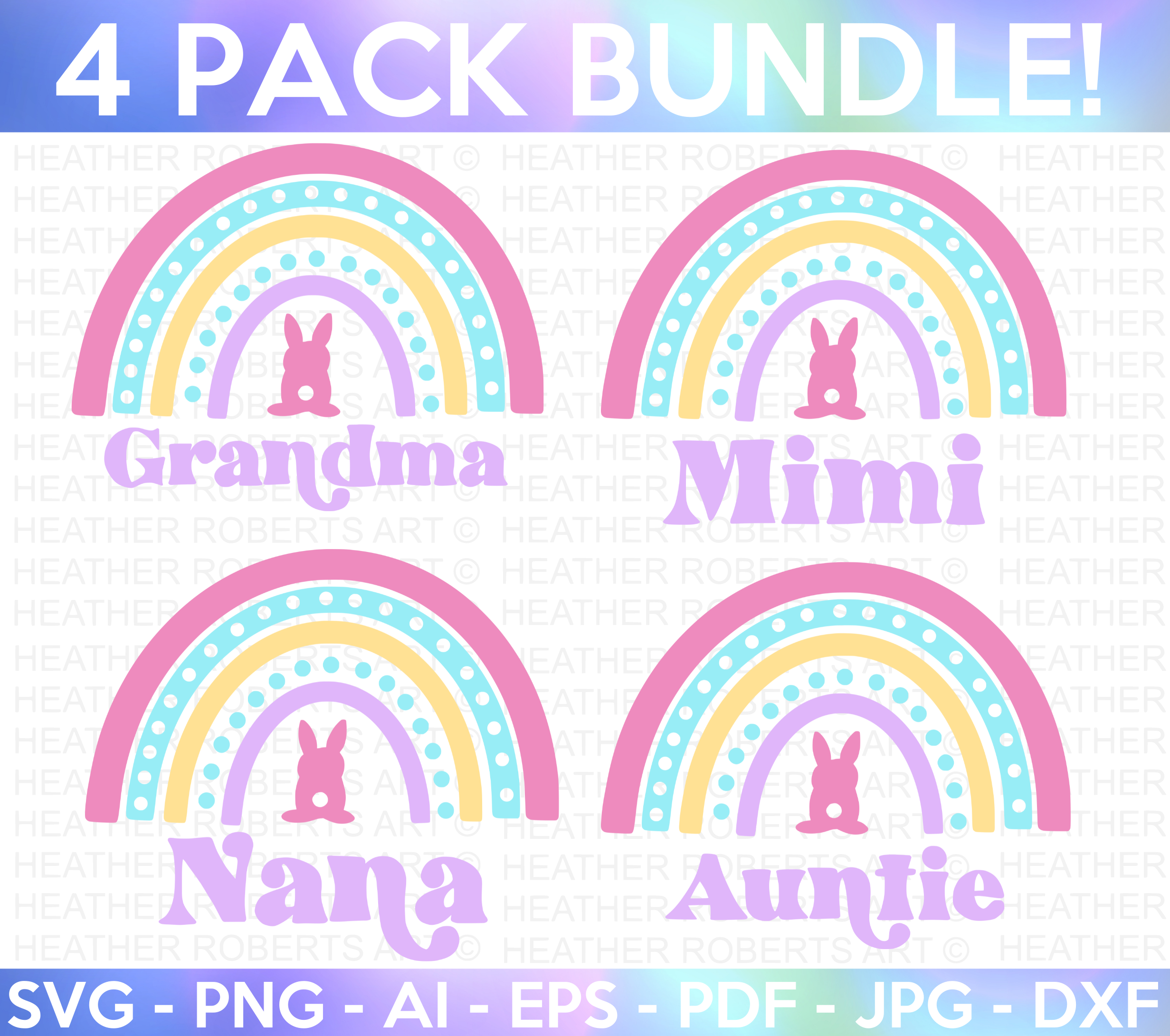 Auntie and Grandma Rainbow SVG Bundle