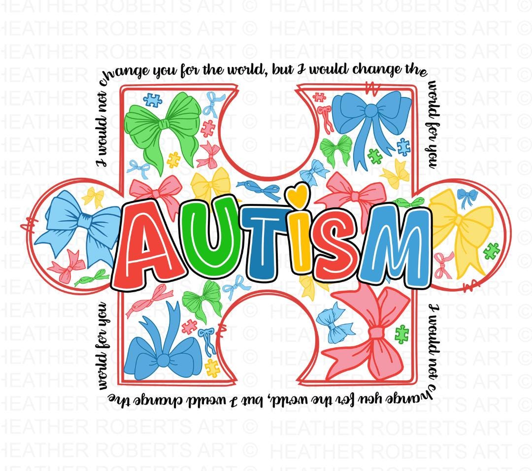Autism Awareness Bow Png: Retro Coquette Design