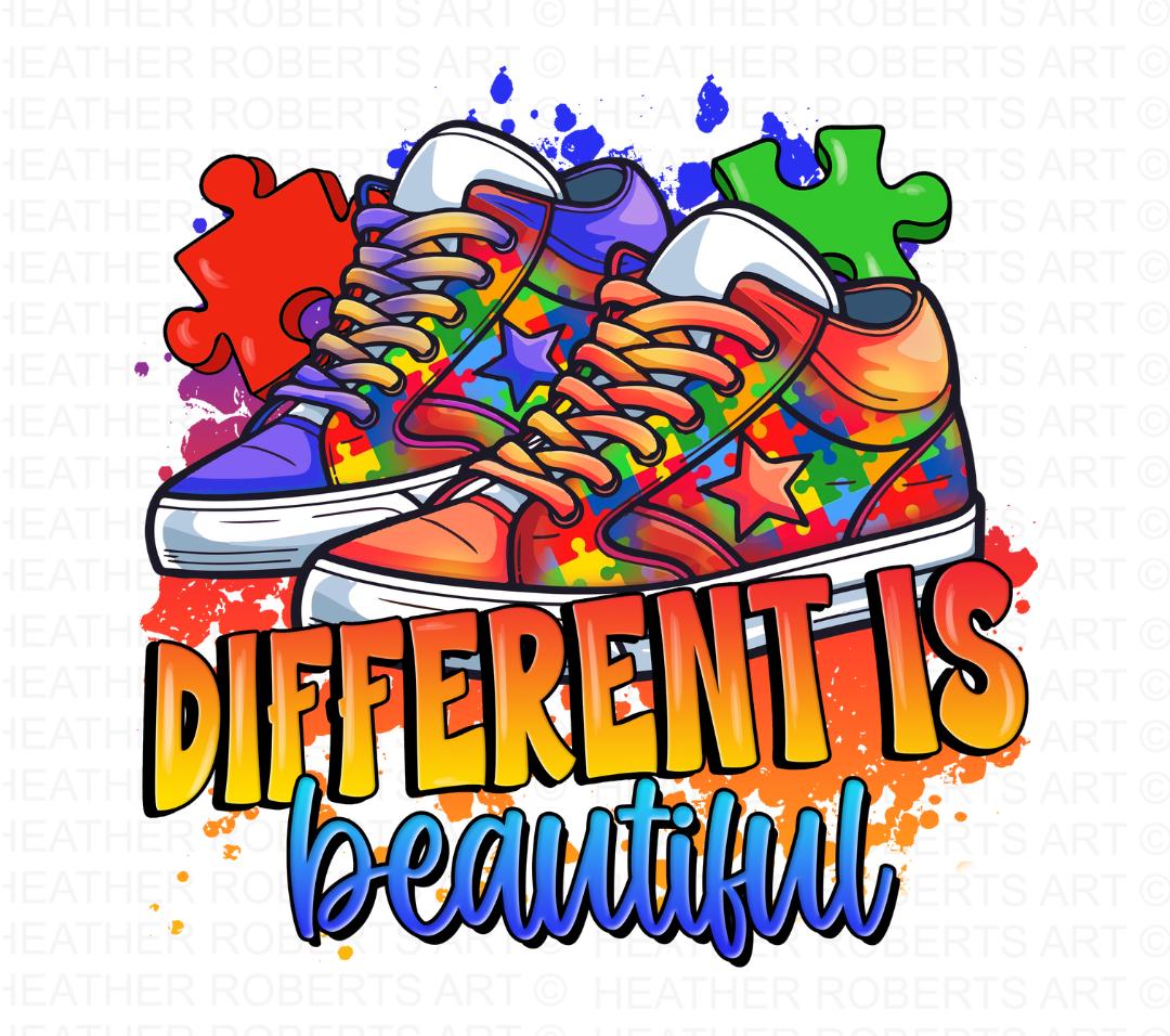 Autism Awareness Sneaker PNG: Colorful Puzzle Design