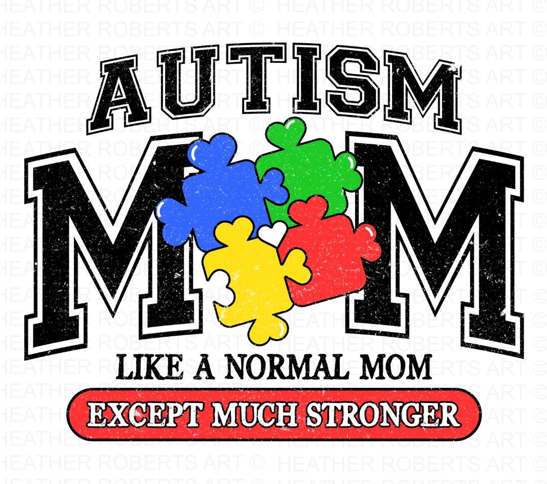 Autism Mom PNG: Varsity Heart Design