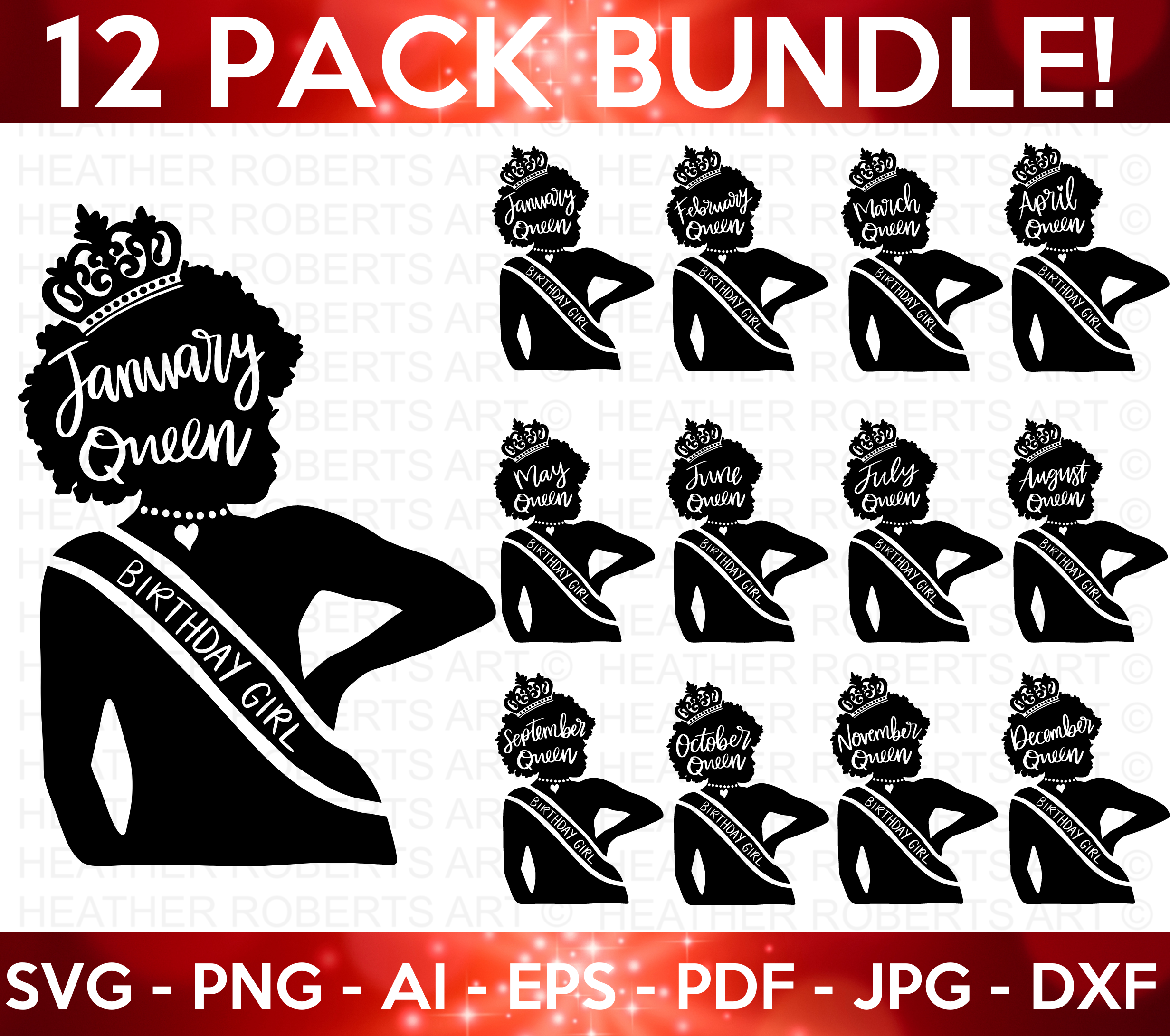 Birthday Month Queens SVG Bundle