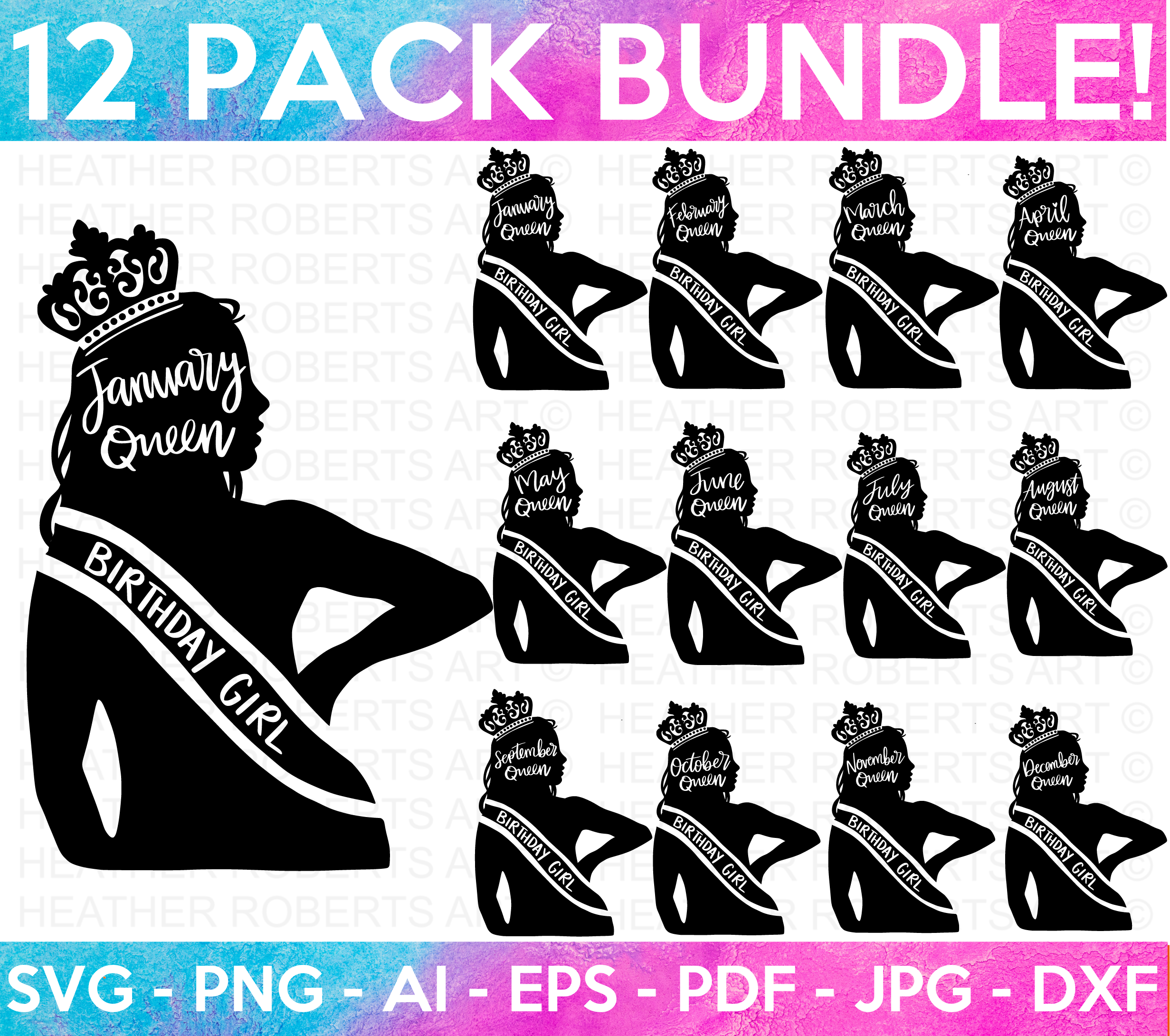 Birthday Month Queens SVG Bundle