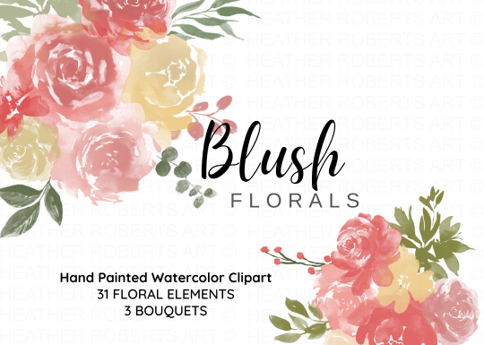 Blush Watercolor Flowers Clipart