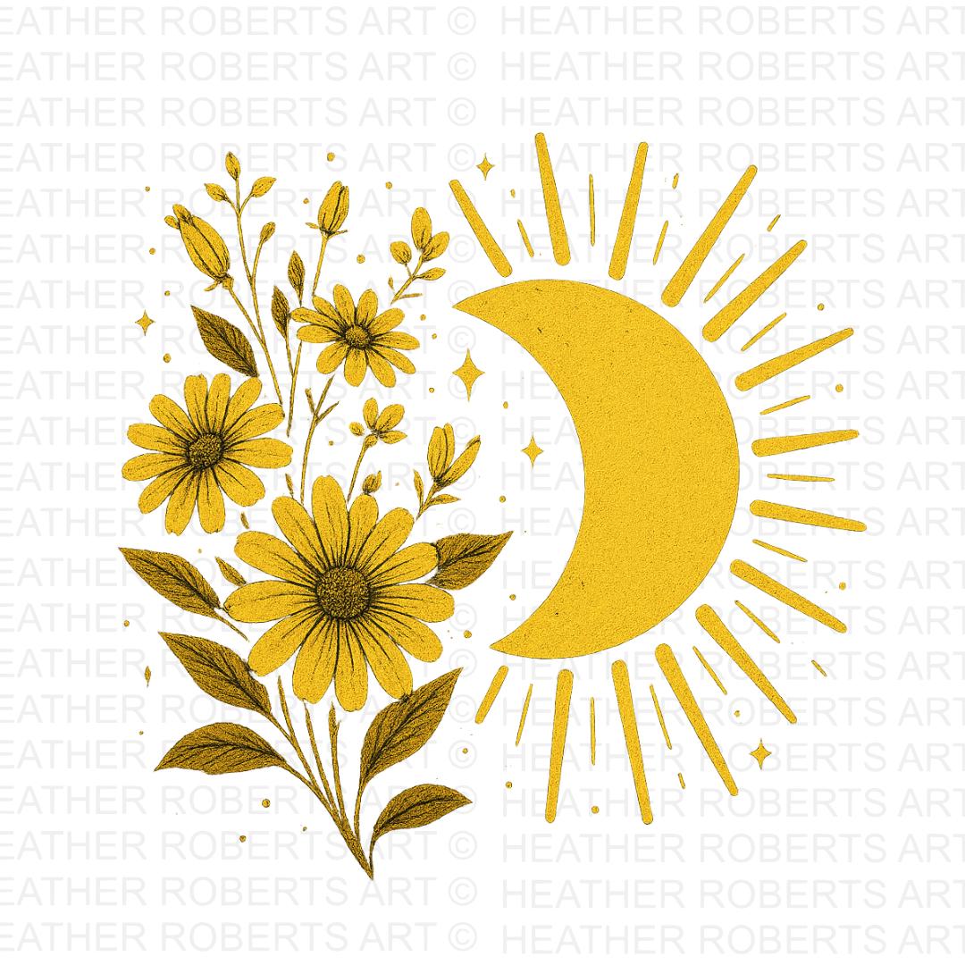 Boho Floral fall Sun Png