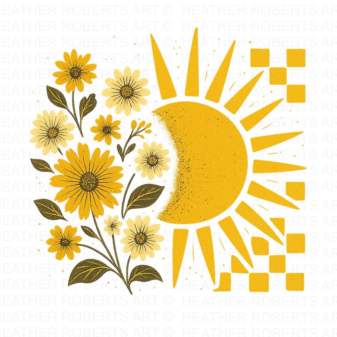 Boho Floral fall Sun Png