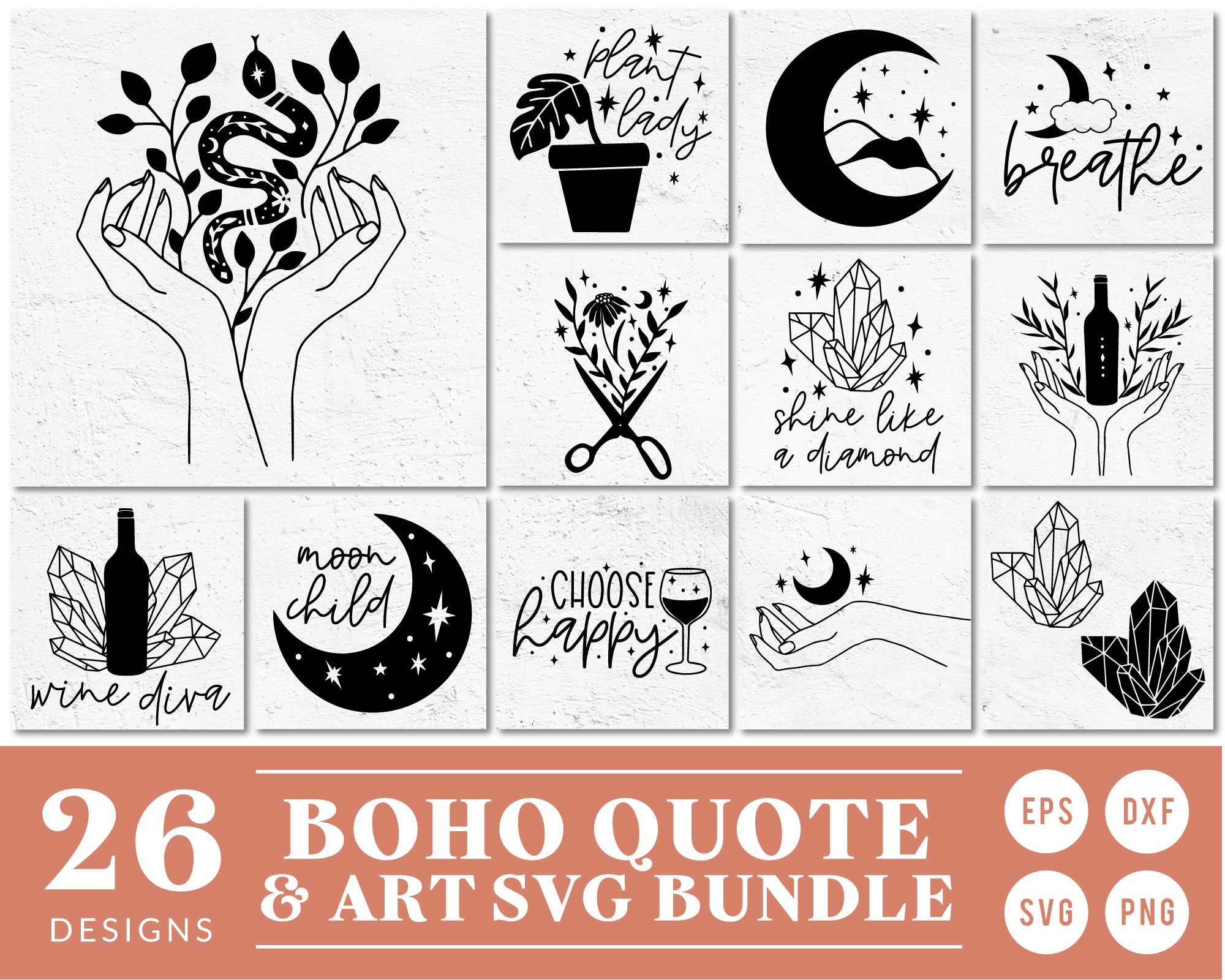 Boho Quote & Clipart SVG Bundle