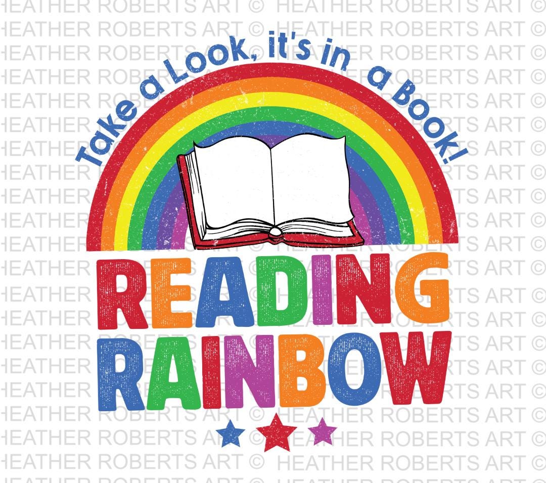 Book Rainbow Retro PNG: Bookworm Sublimation Design