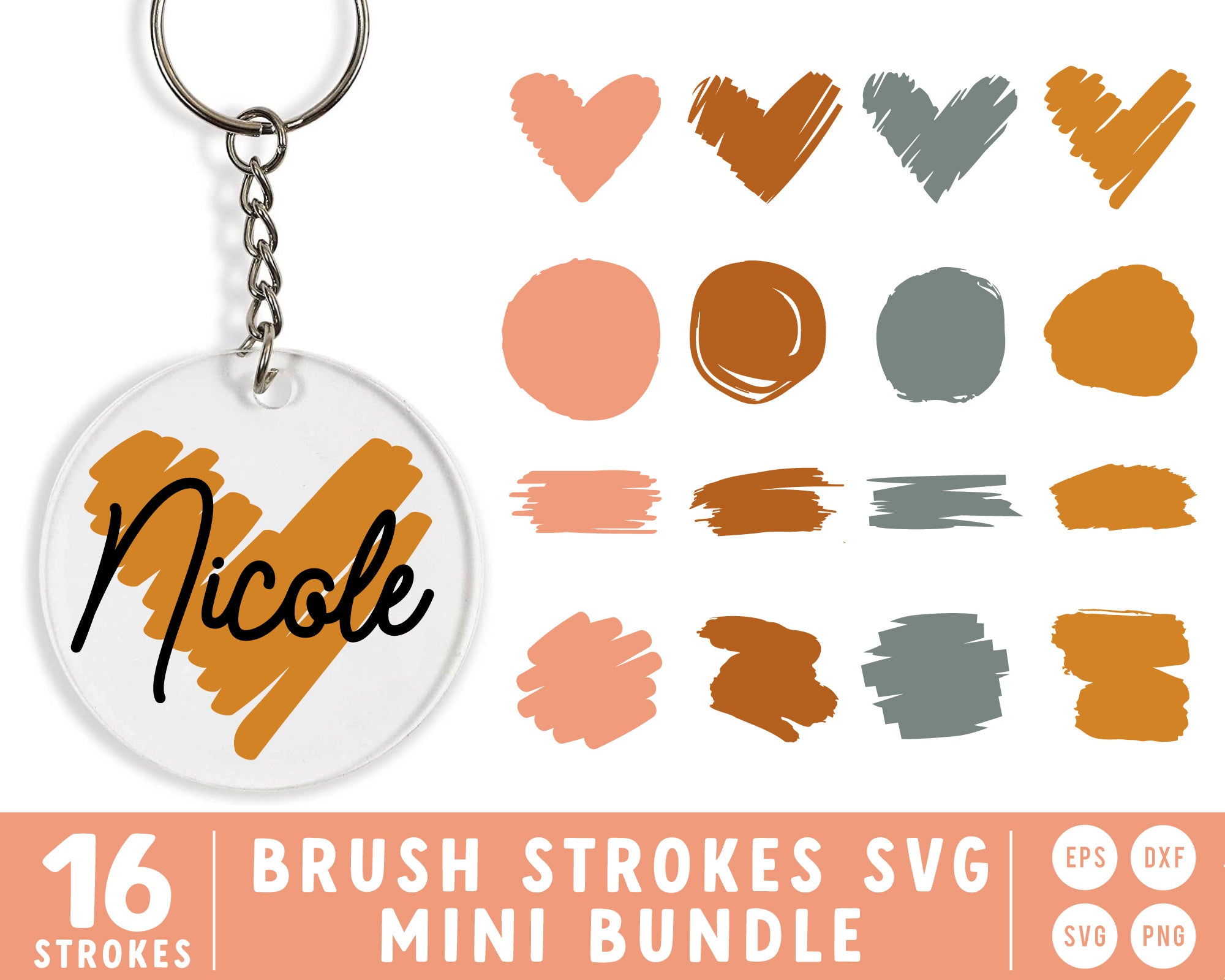 Brush Stroke SVG Mini Bundle for Keychain