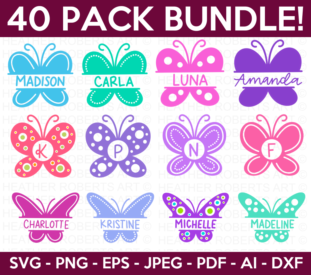 Butterfly Monogram Svg Bundle