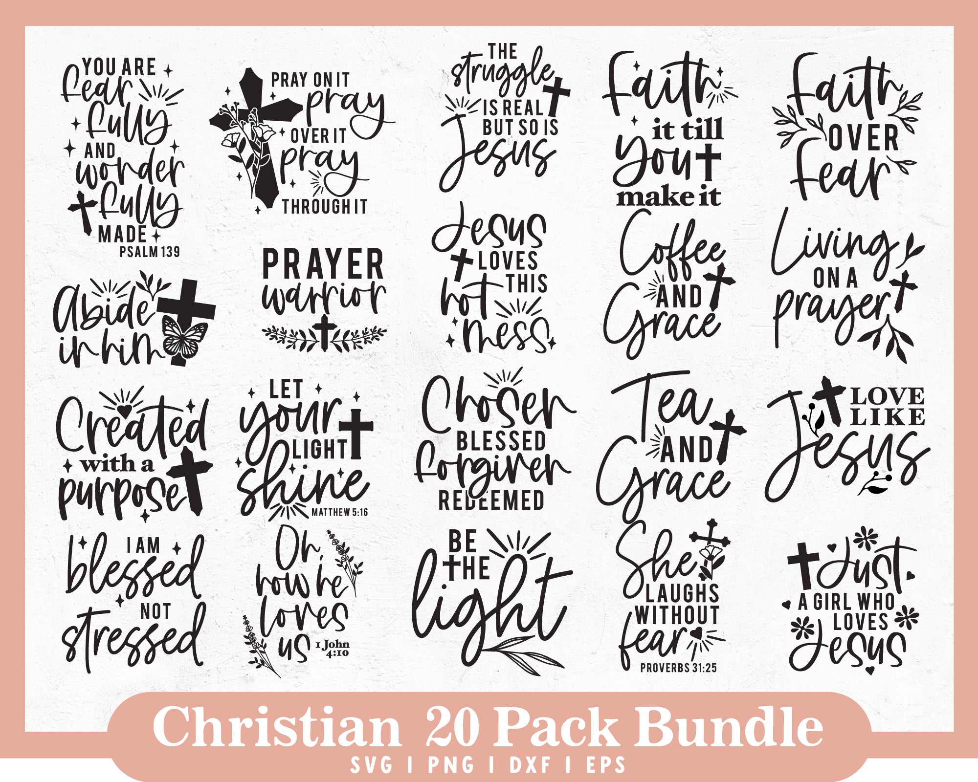 Christian 20 Pack SVG Bundle | Bible Quote Bundle