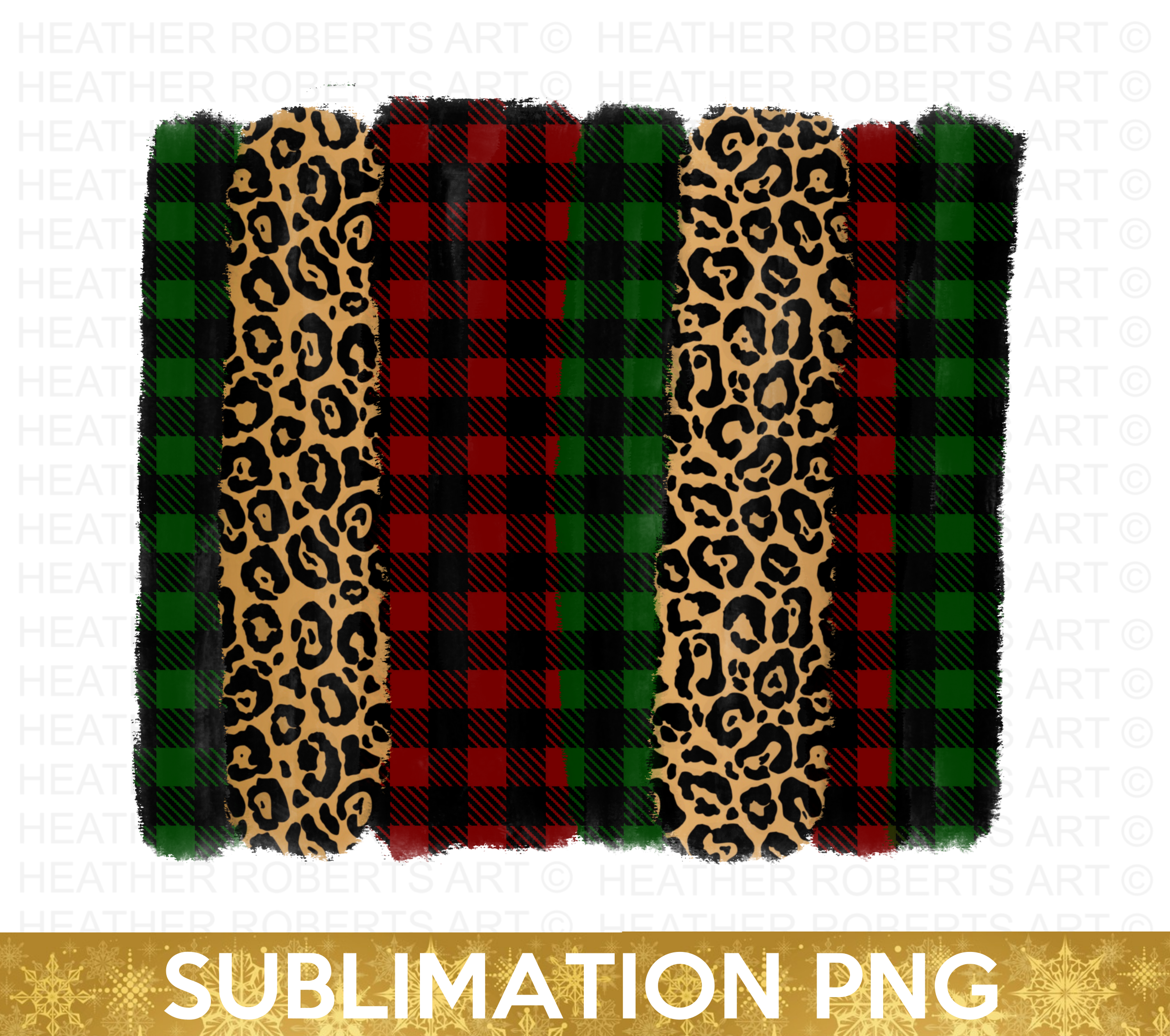 Christmas Buffalo Plaid and Leopard Sublimation PNG Background