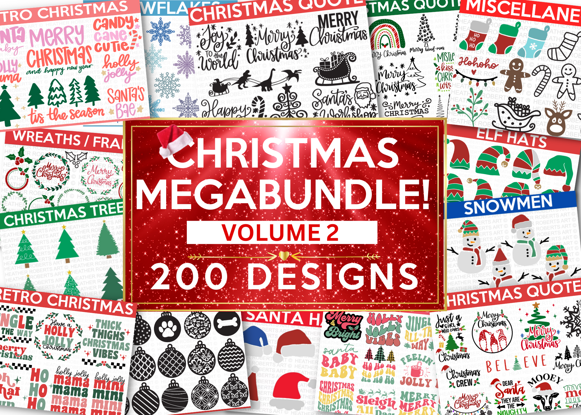 CHRISTMAS MEGA BUNDLE Volume 2 | 200 Designs