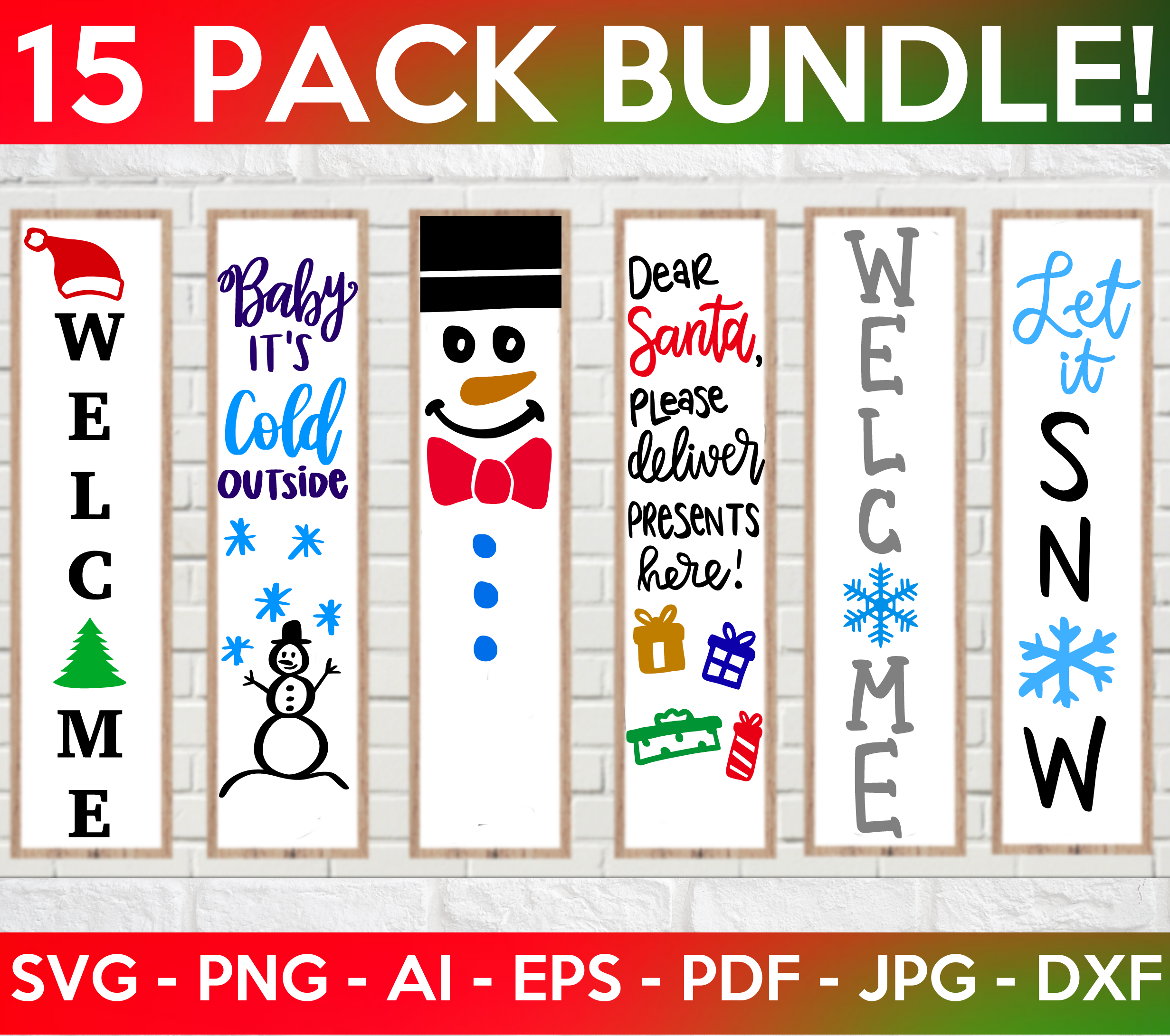 Christmas Porch Sign Colored SVG Bundle
