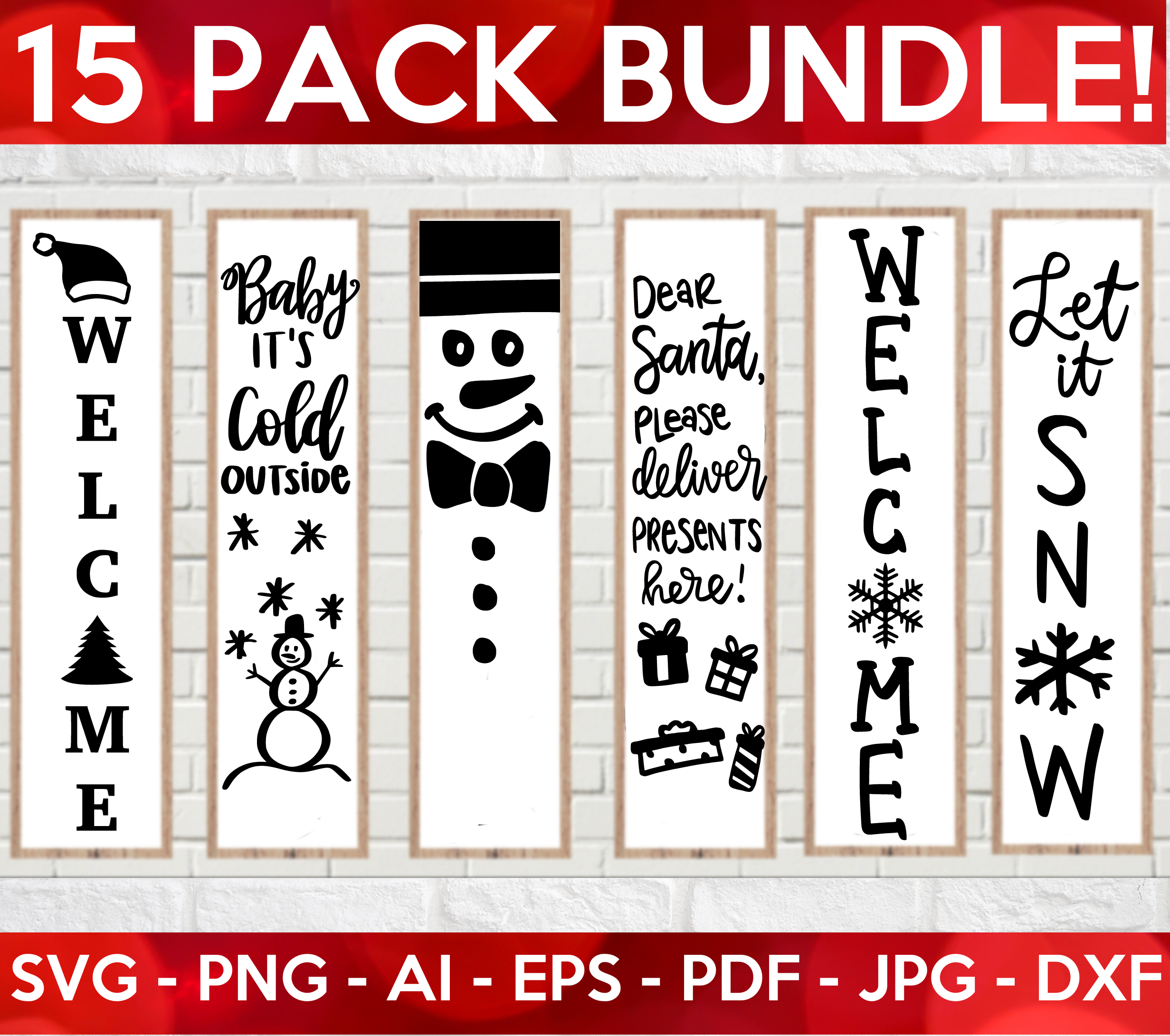 Christmas Porch Sign (Black) SVG Bundle
