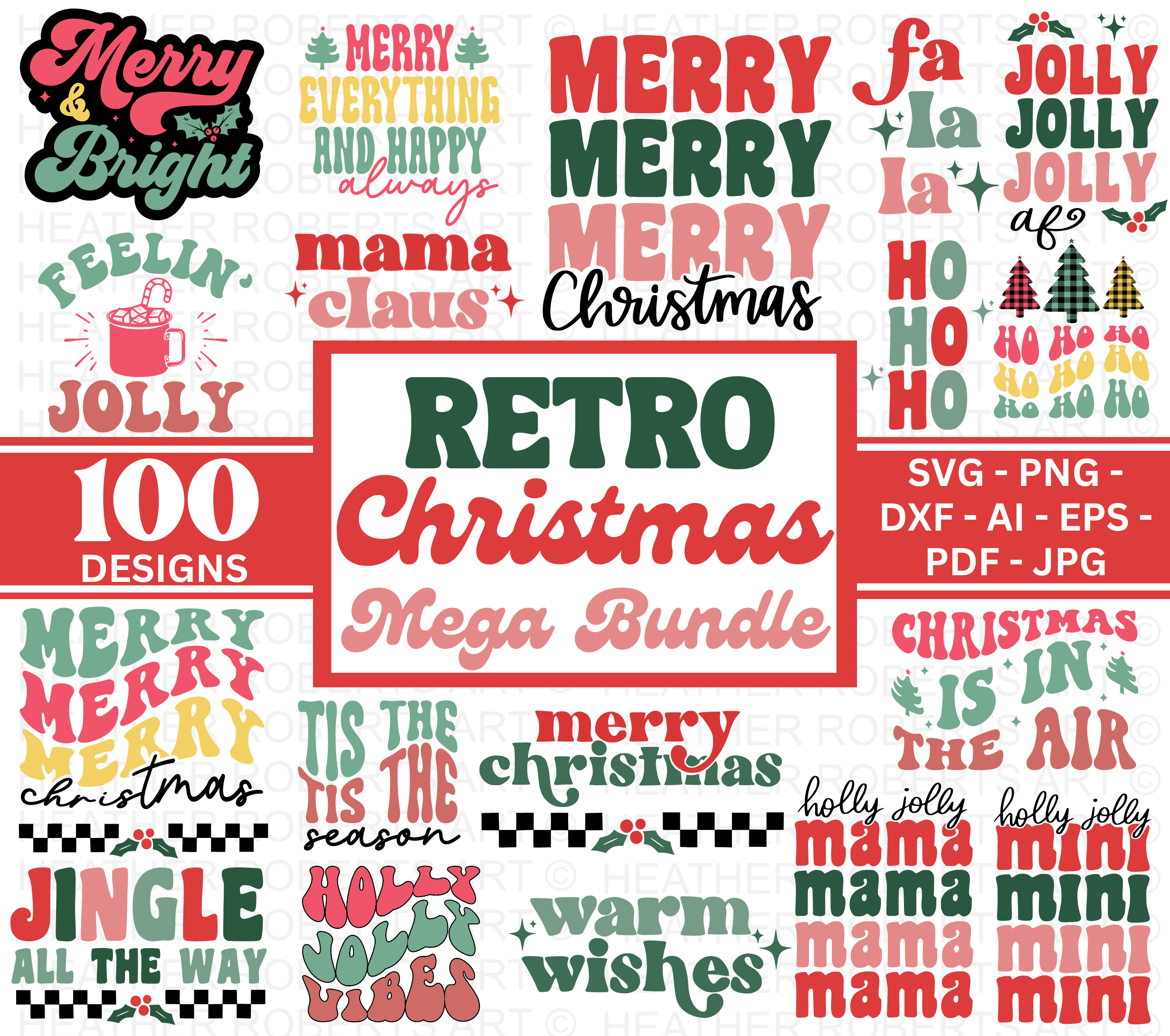 CHRISTMAS RETRO MEGA Bundle, 100 Designs