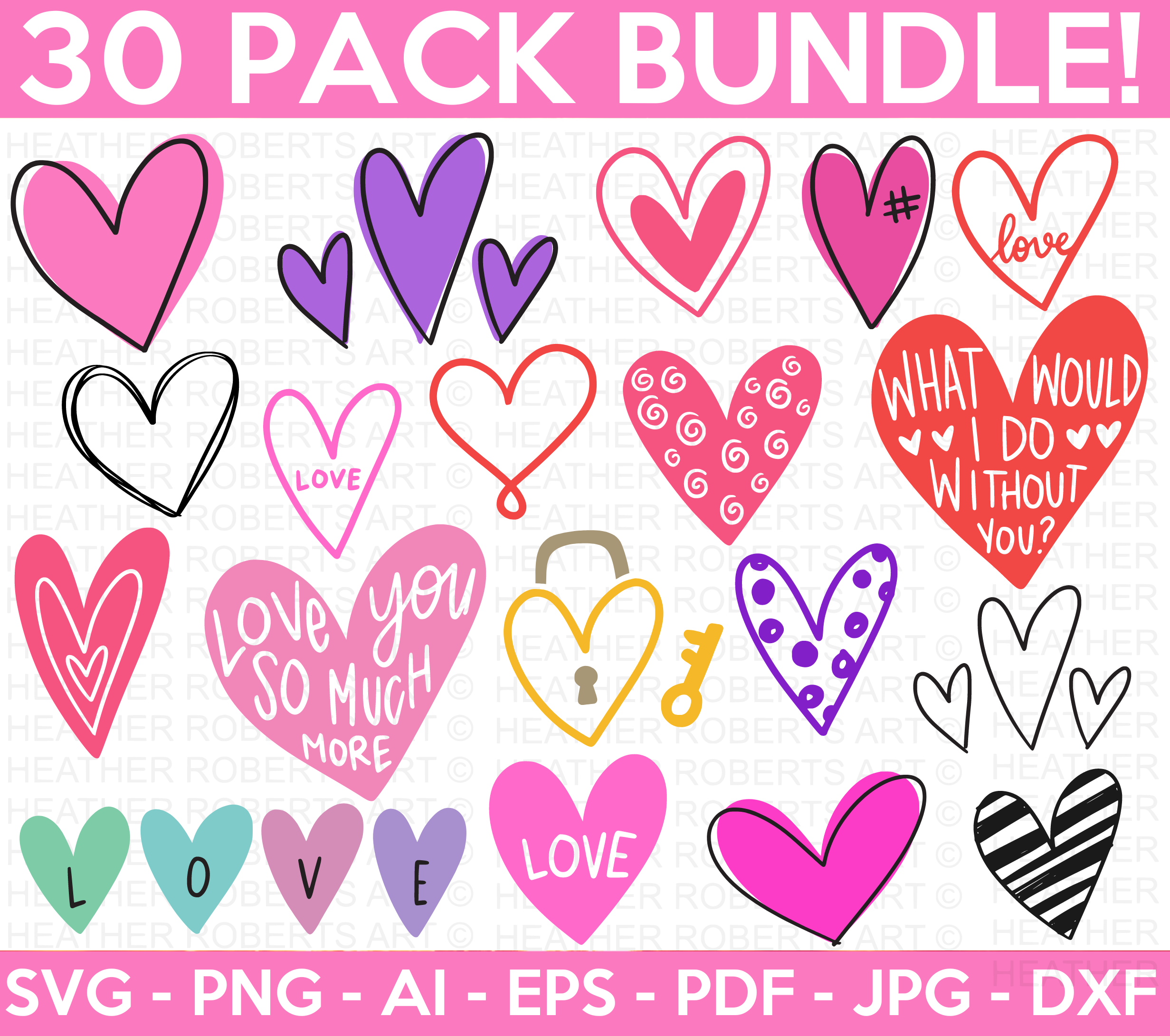 Doodle Heart SVG Bundle