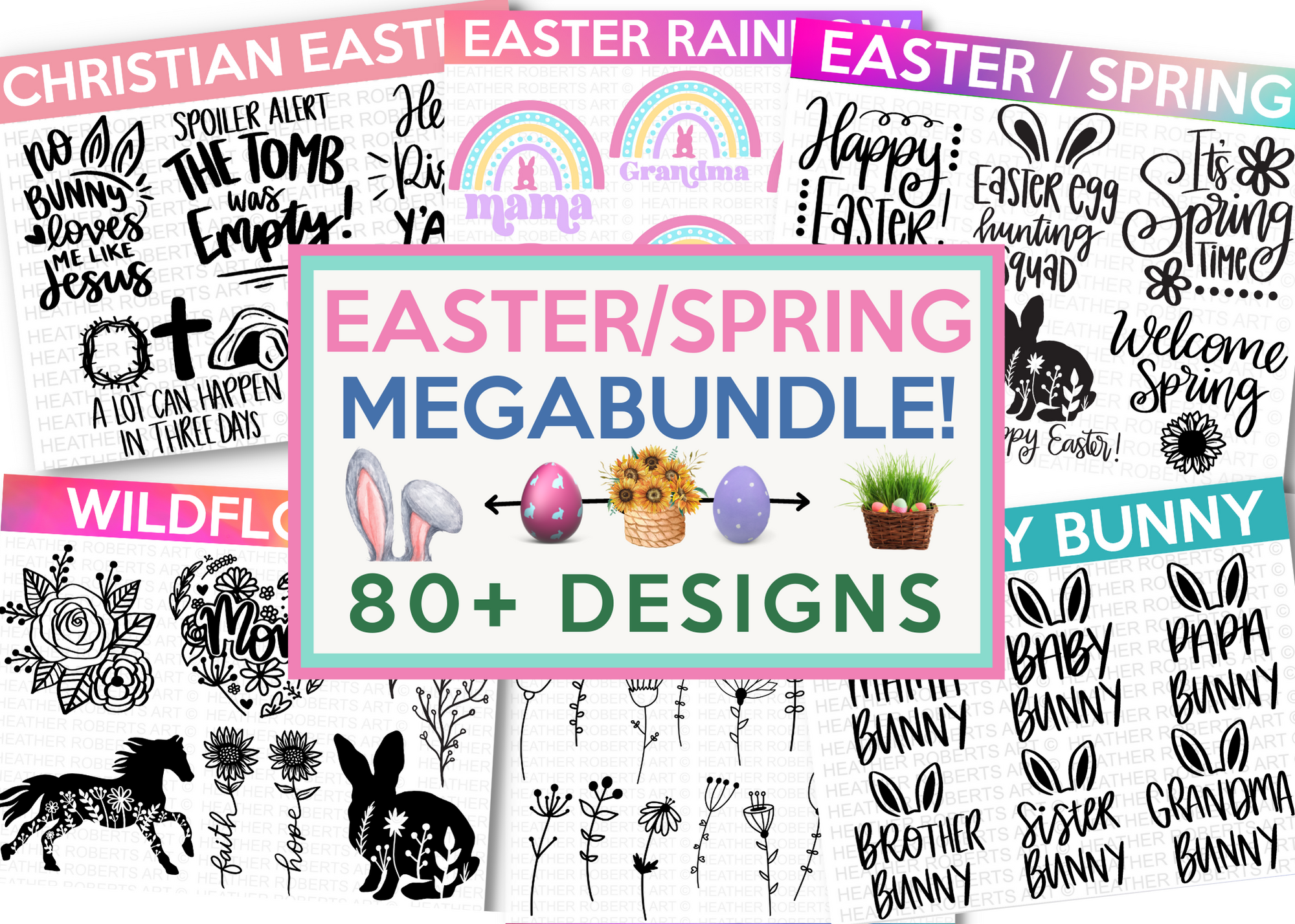 EASTER and SPRING MEGA BUNDLE, 87 Designs