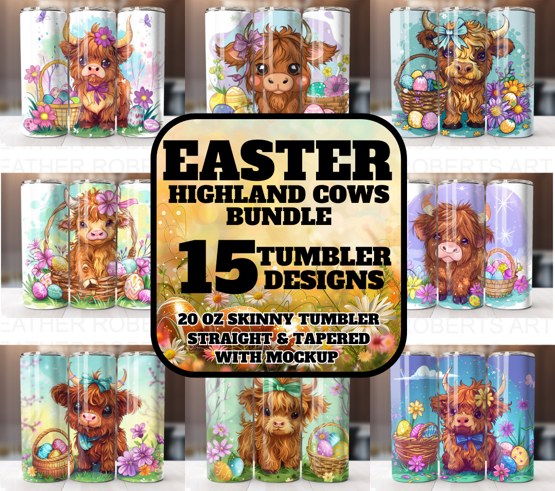 Easter Highland Cow Tumbler Wrap Bundle