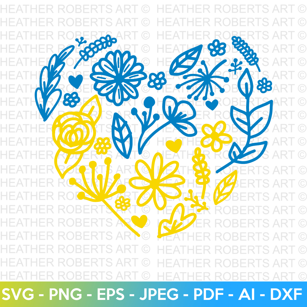 Floral Heart for Ukraine SVG