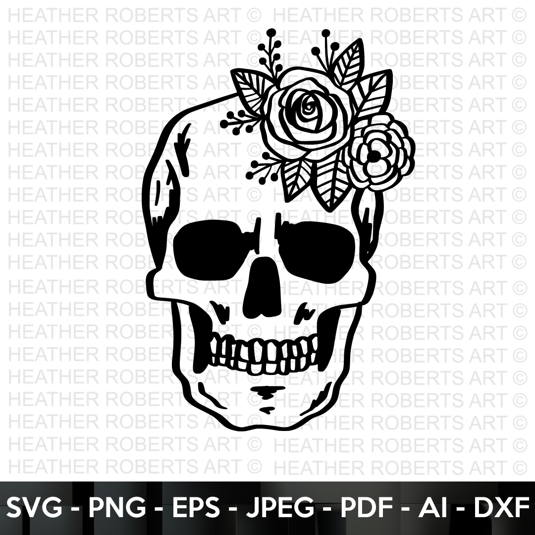 Floral Skull SVG