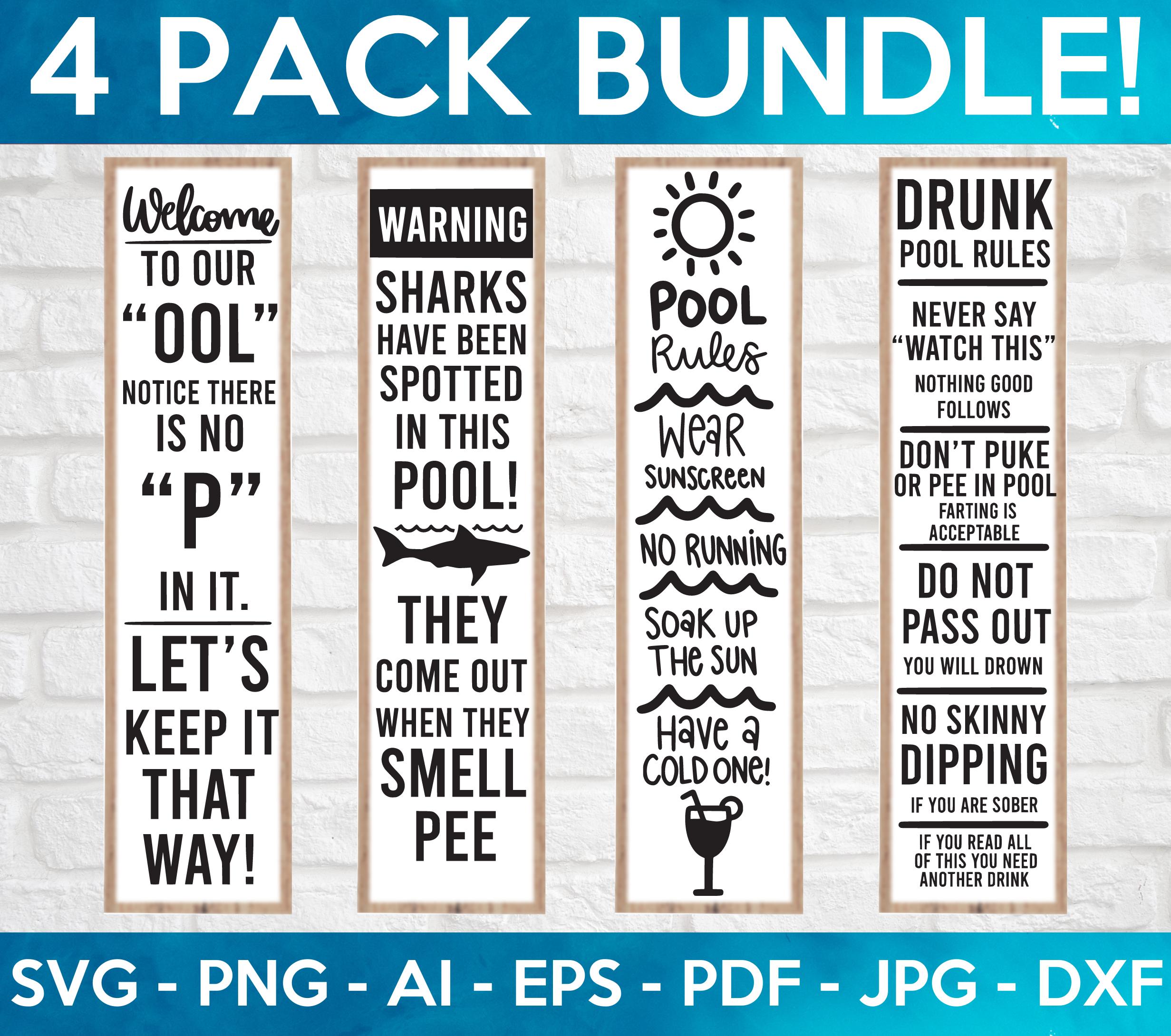 Funny Pool Signs SVG Bundle