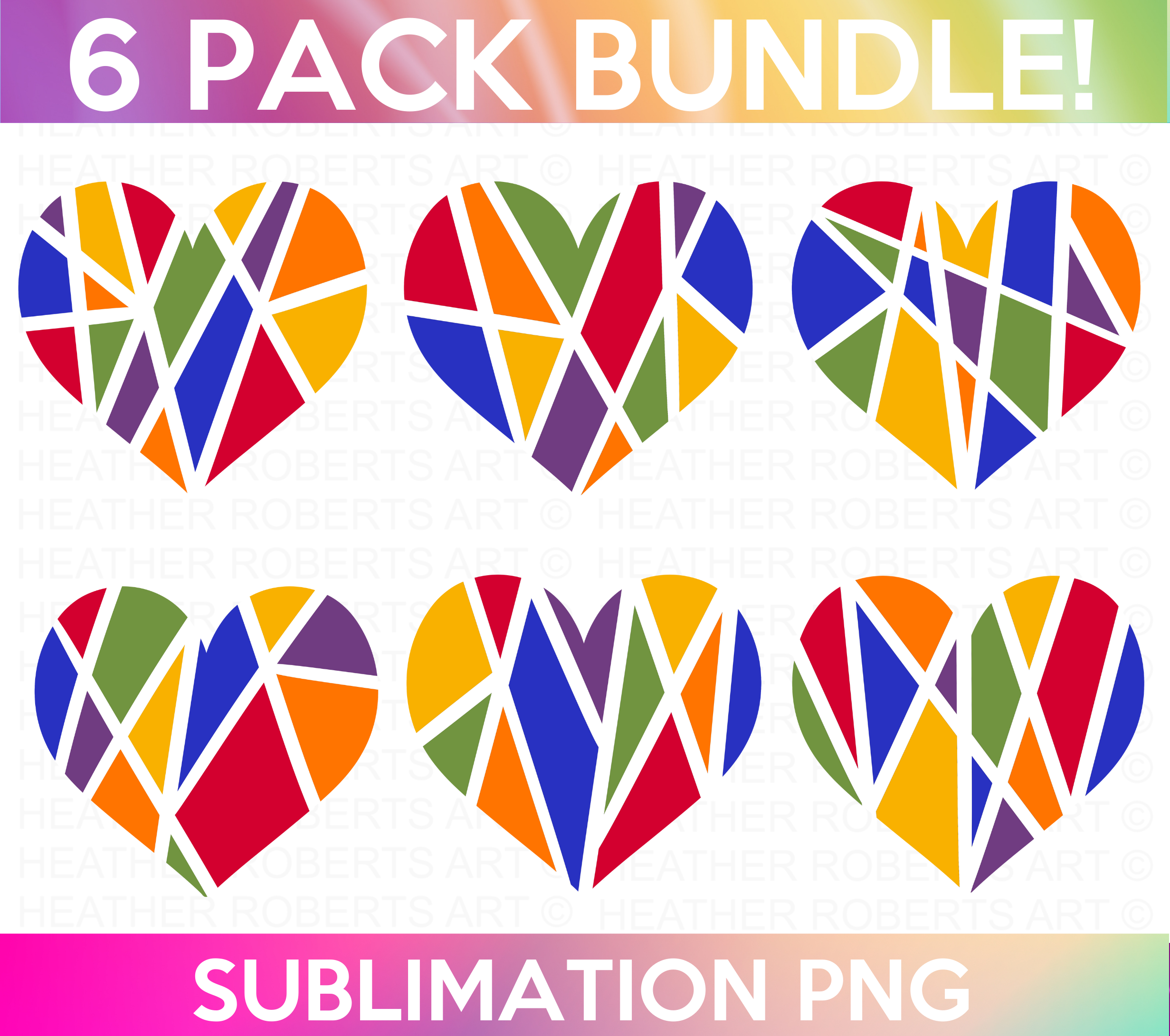 Geometric Hearts Clipart Sublimation Bundle