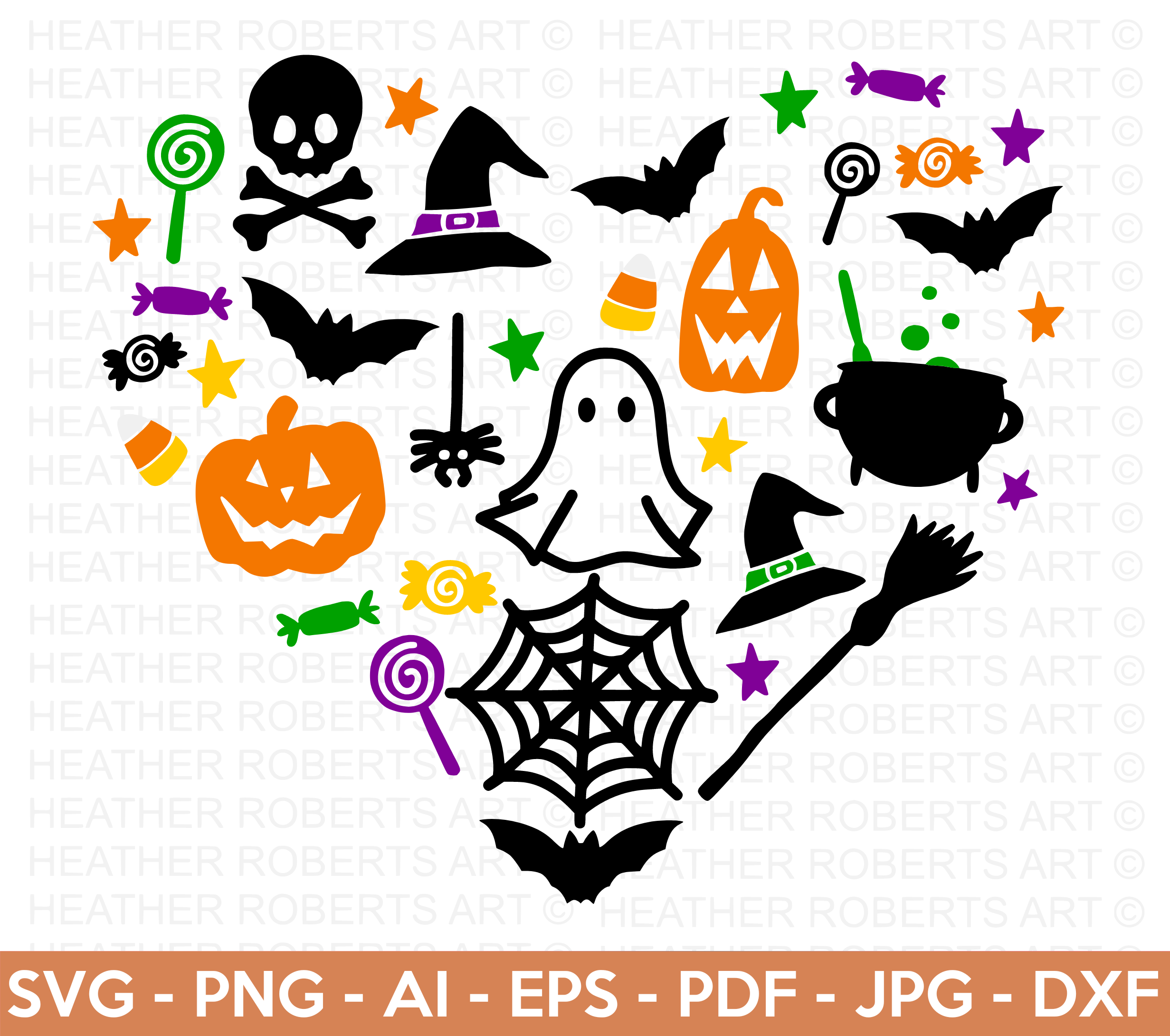 Halloween Heart Colored SVG