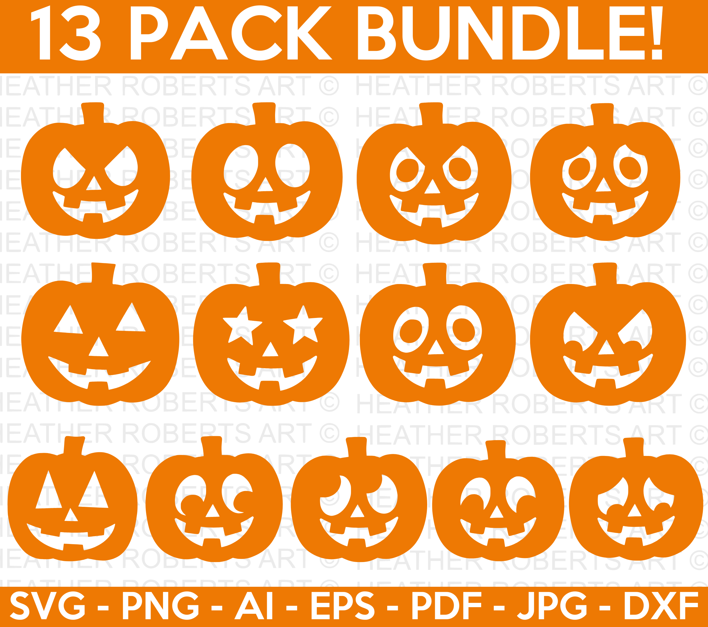 Halloween Pumpkin Faces SVG Bundle