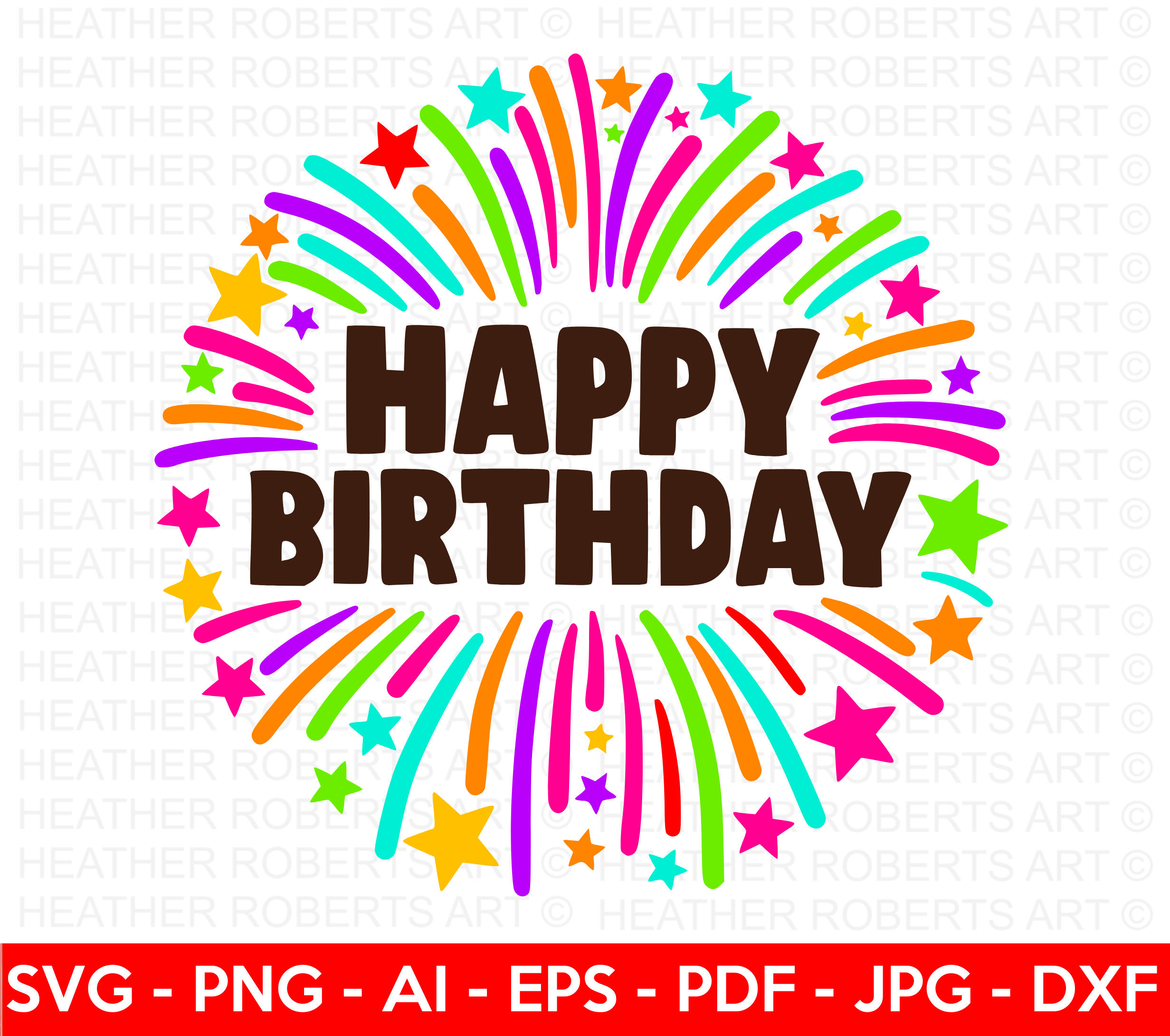 Happy Birthday Fireworks SVG
