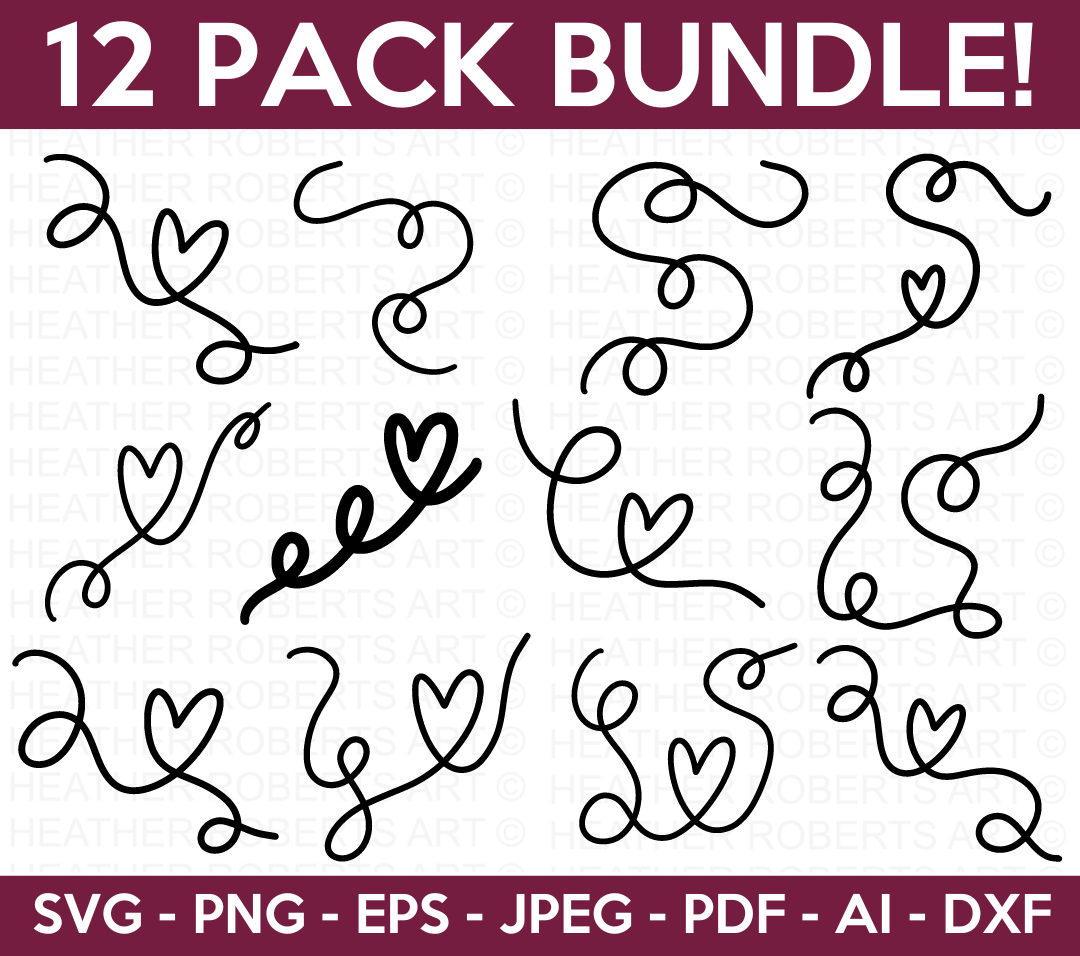 Heart Flourish SVG Bundle