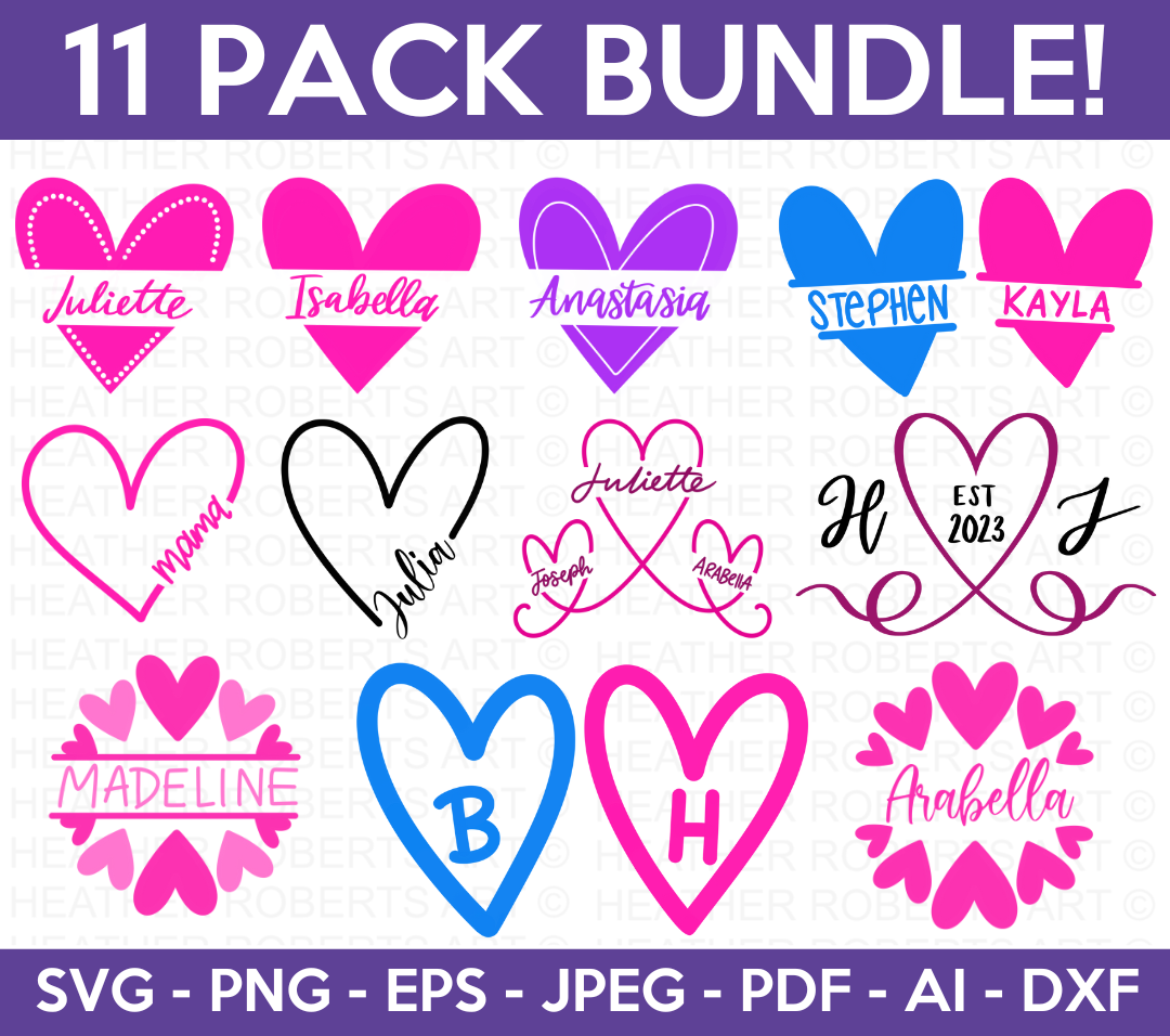 Heart Monogram SVG Bundle