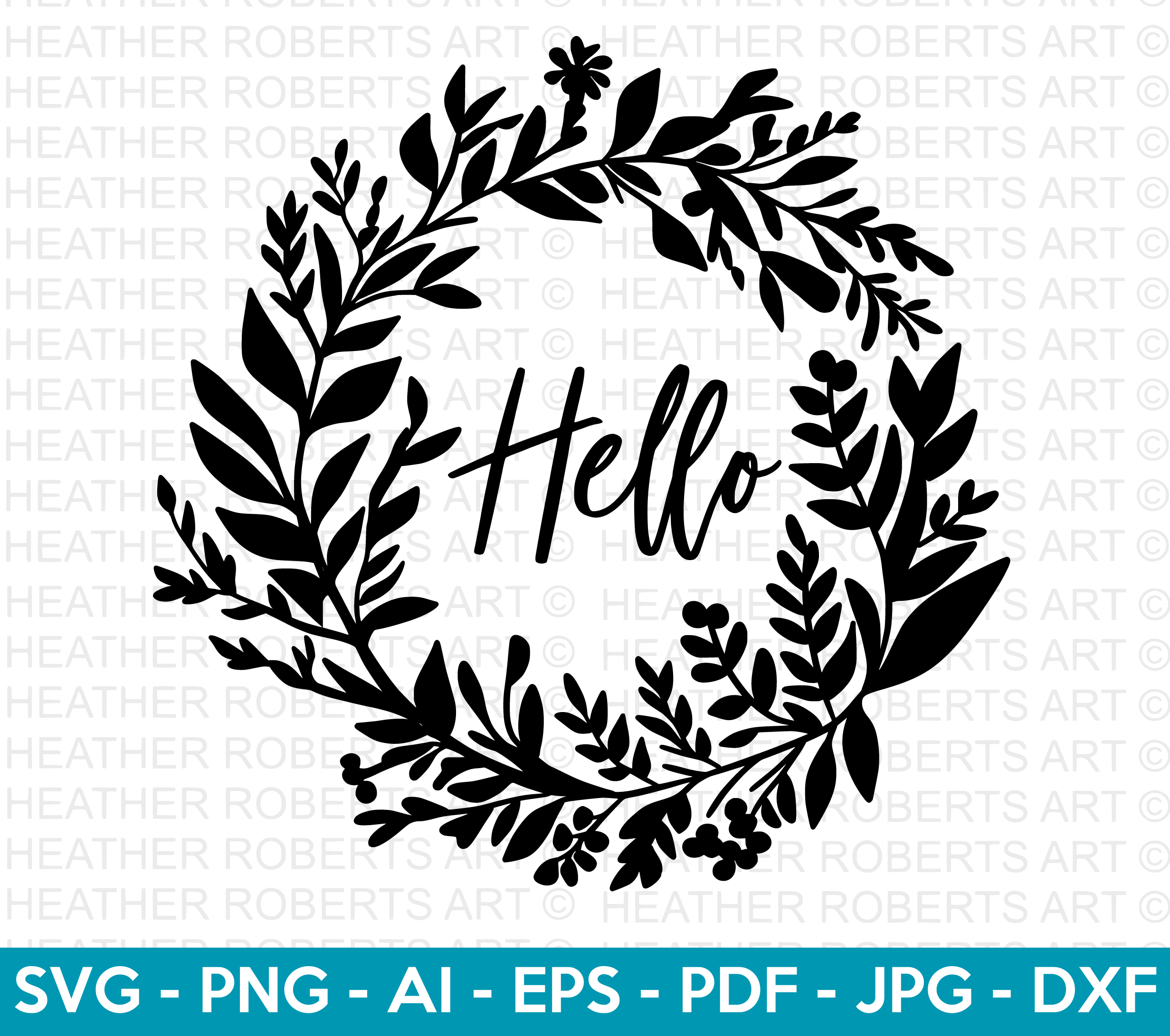 Hello Floral Border SVG