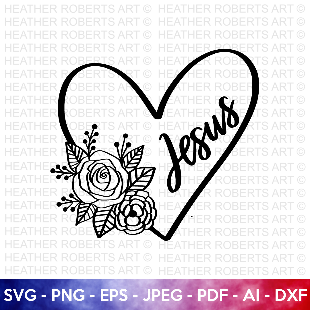 Jesus Rose Heart SVG