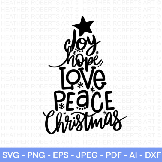 Joy, Hope, Love, Christmas Tree SVG