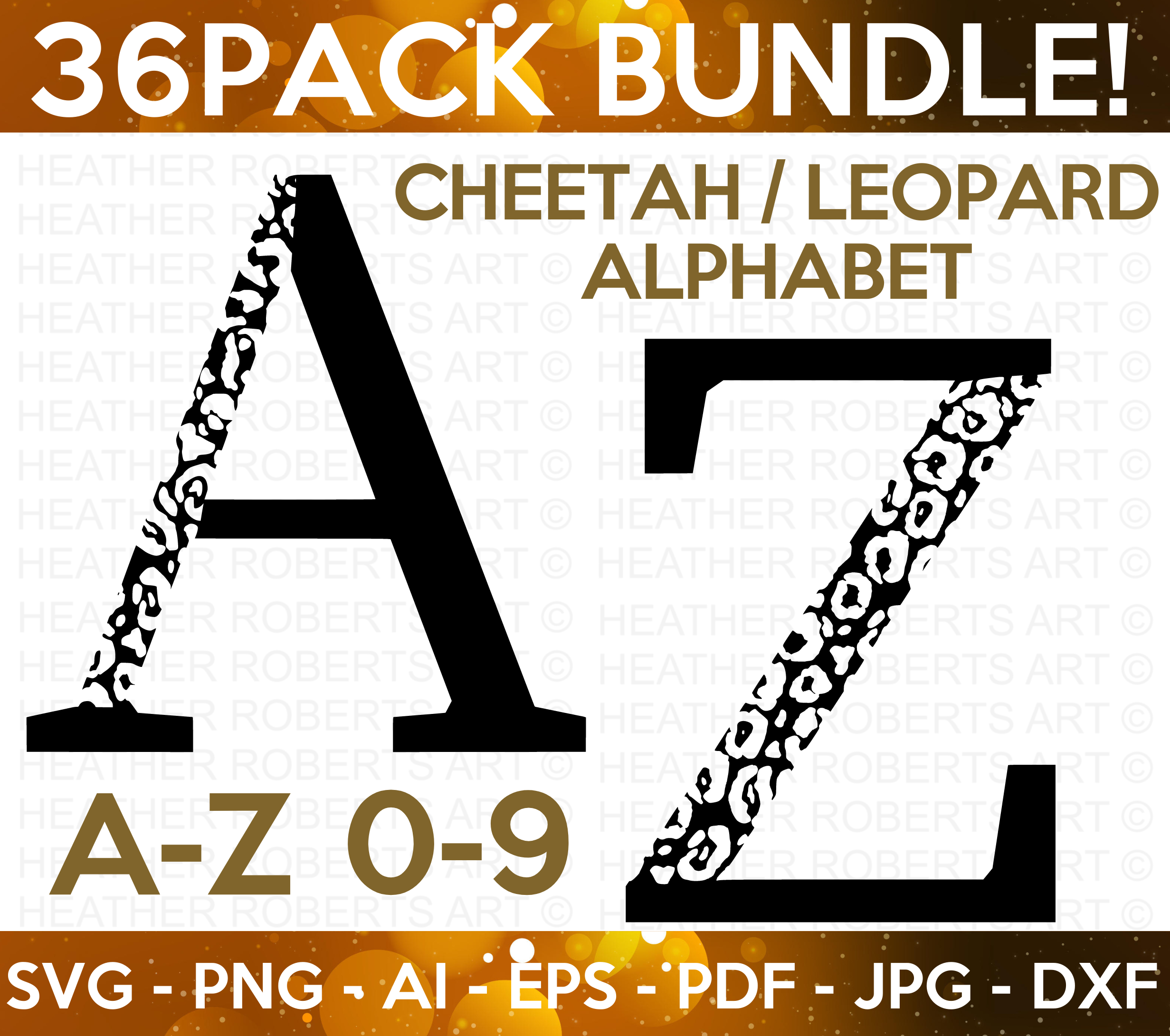 Leopard Cheetah Alphabet and Numbers SVG Bundle