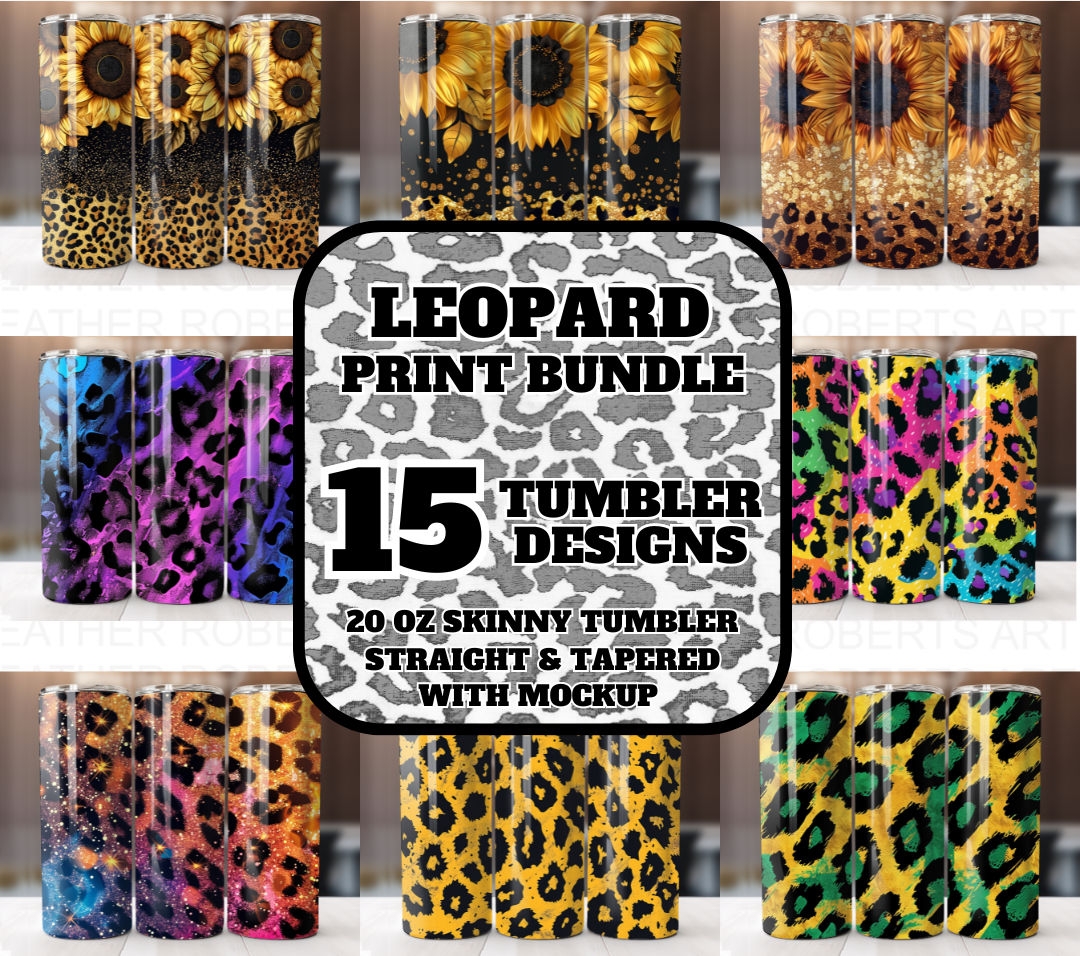 Leopard Print 20 Oz Tumbler Wrap Bundle