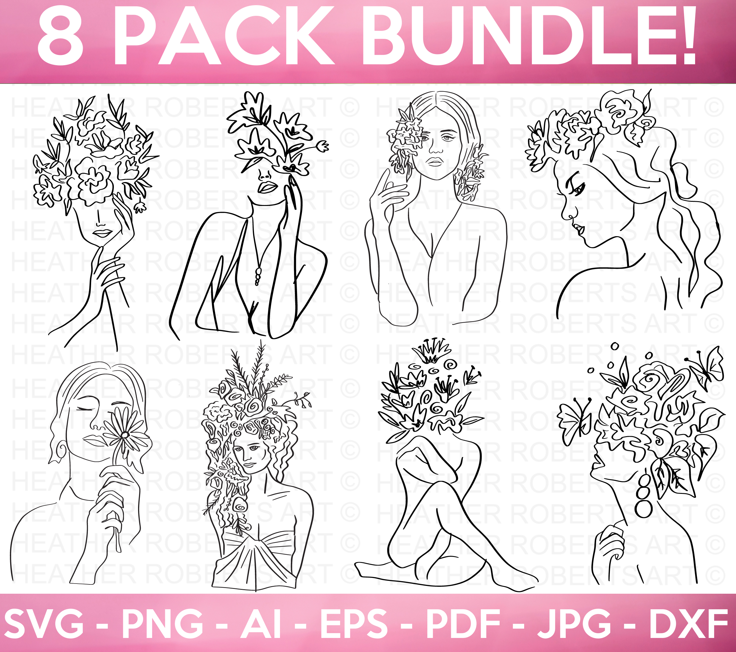Line Art Women SVG Bundle