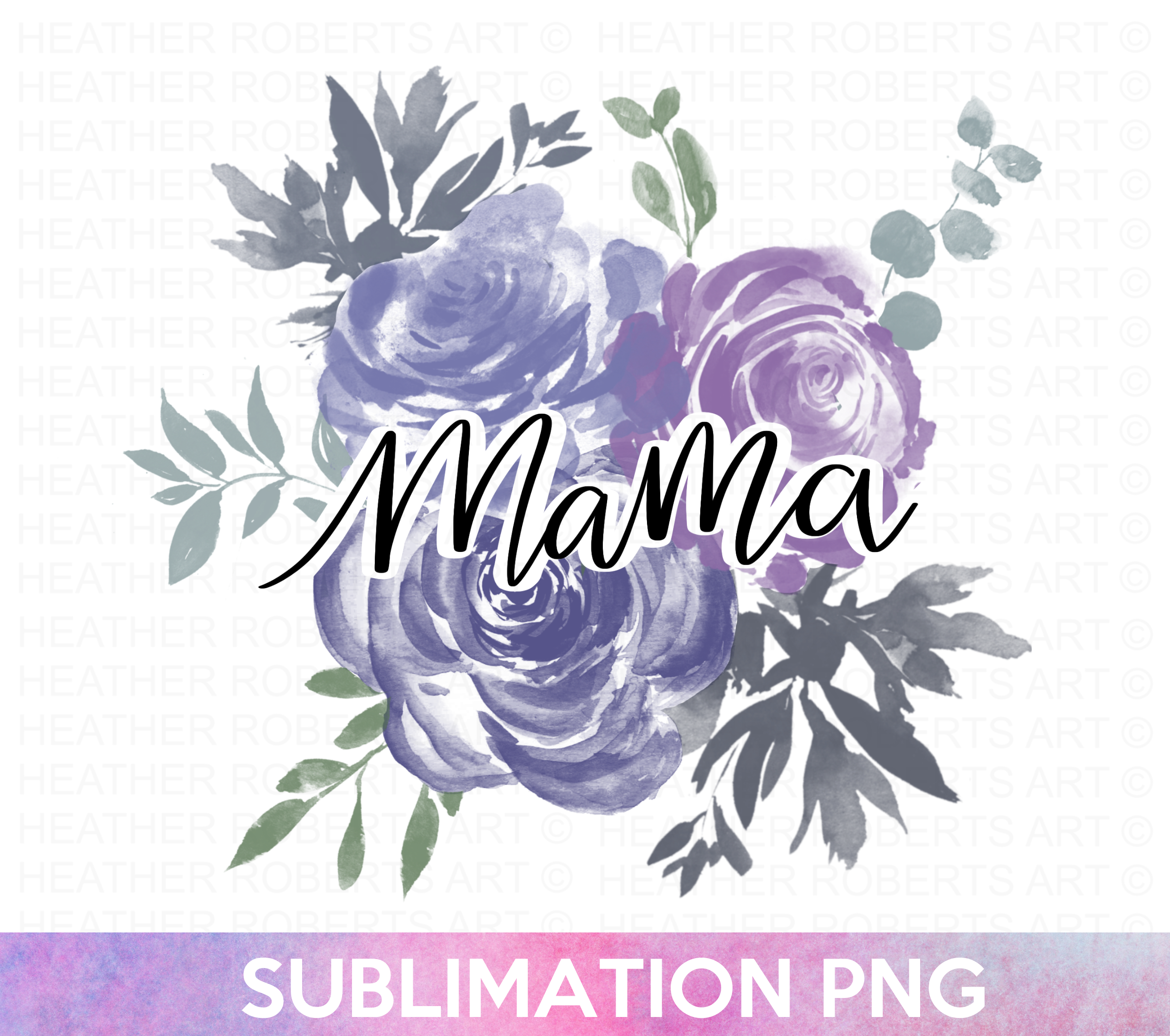 Mama Purple Floral Sublimation PNG