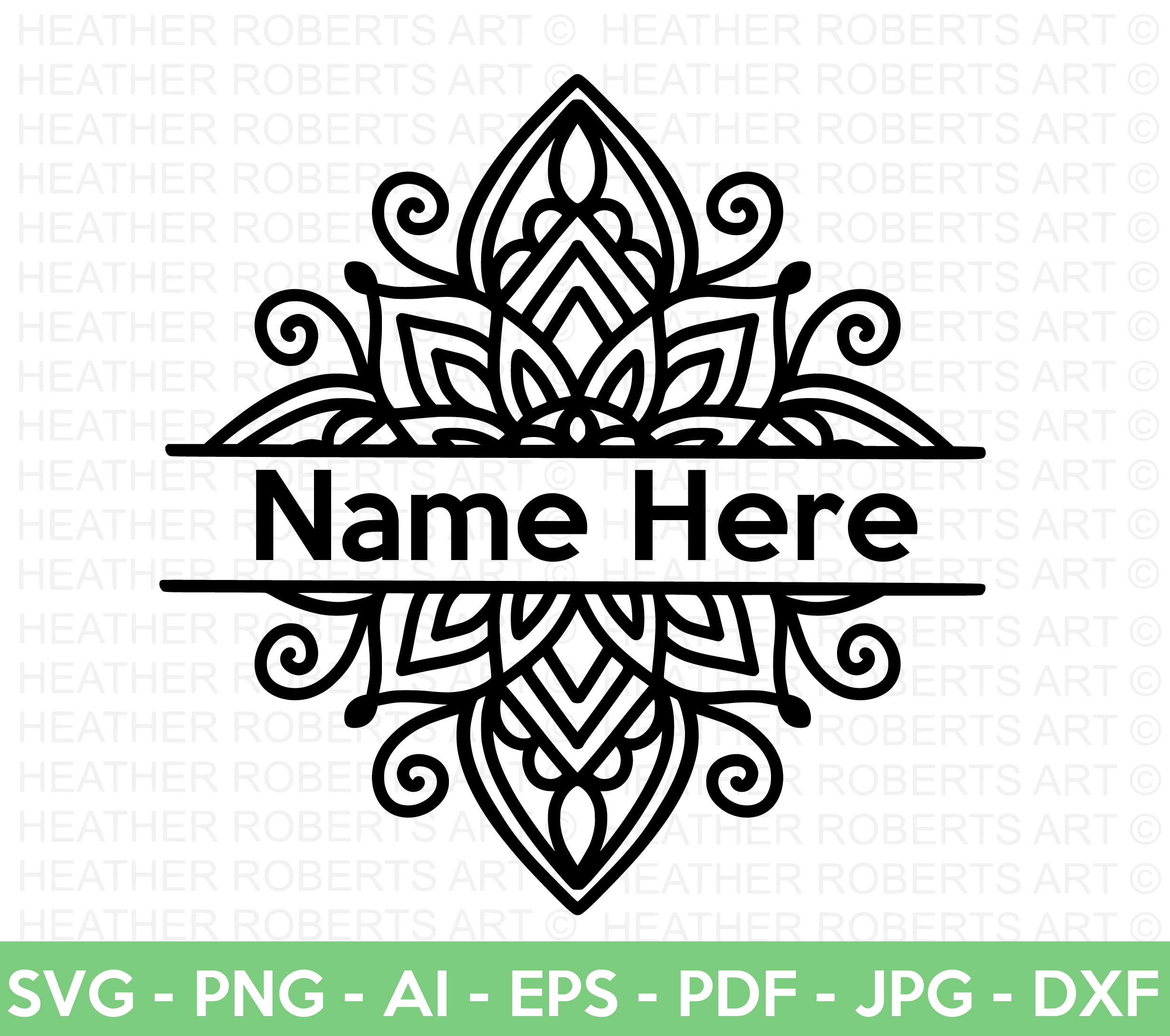 Mandala Split Monogram SVG