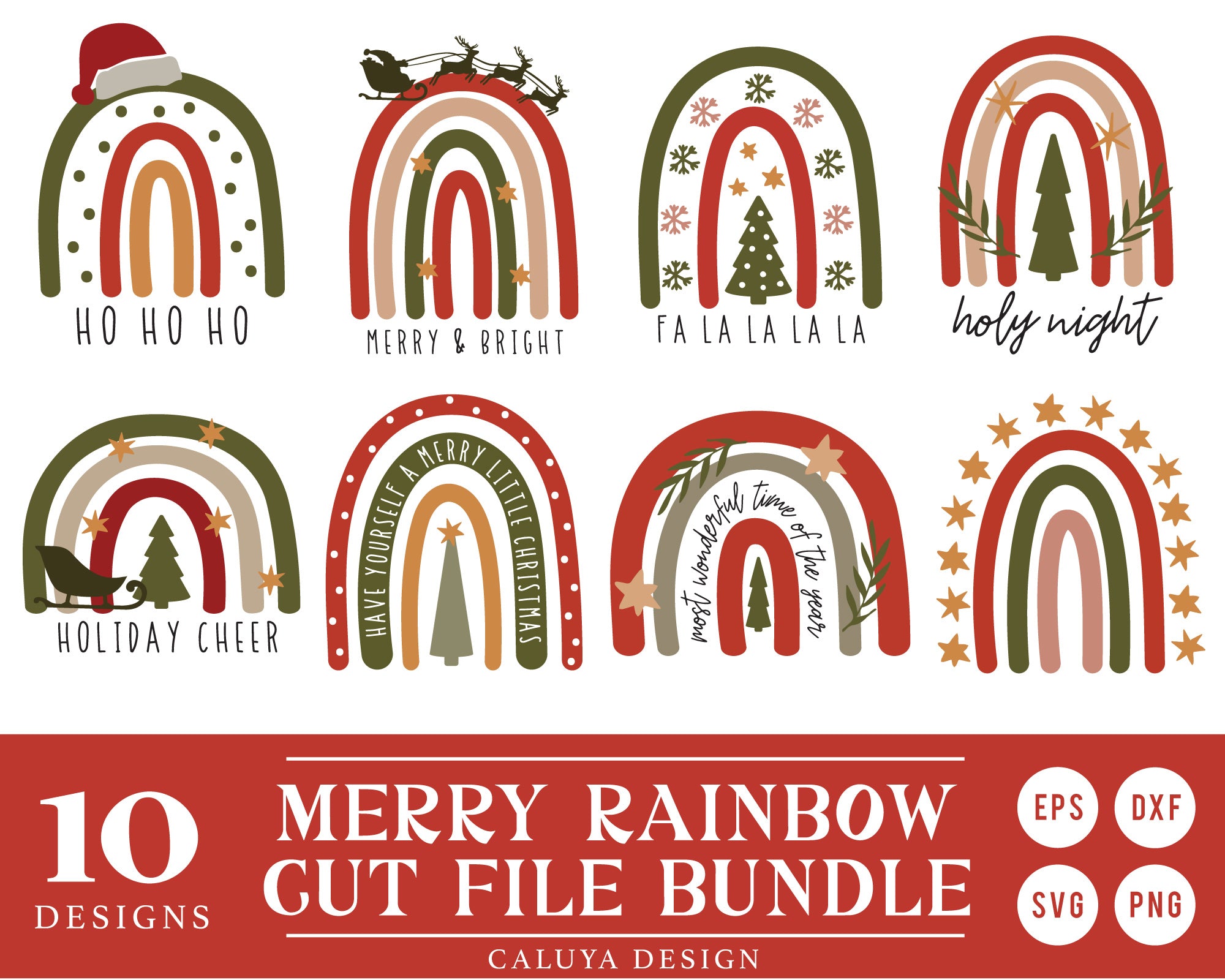 Marry Christmas Boho Rainbow SVG Bundle