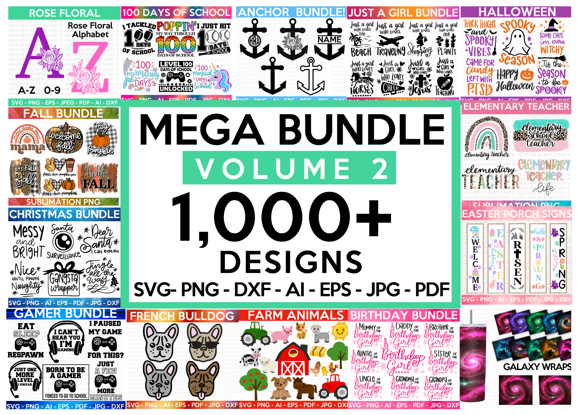 MEGA SVG BUNDLE Vol 2, 1000+ Designs